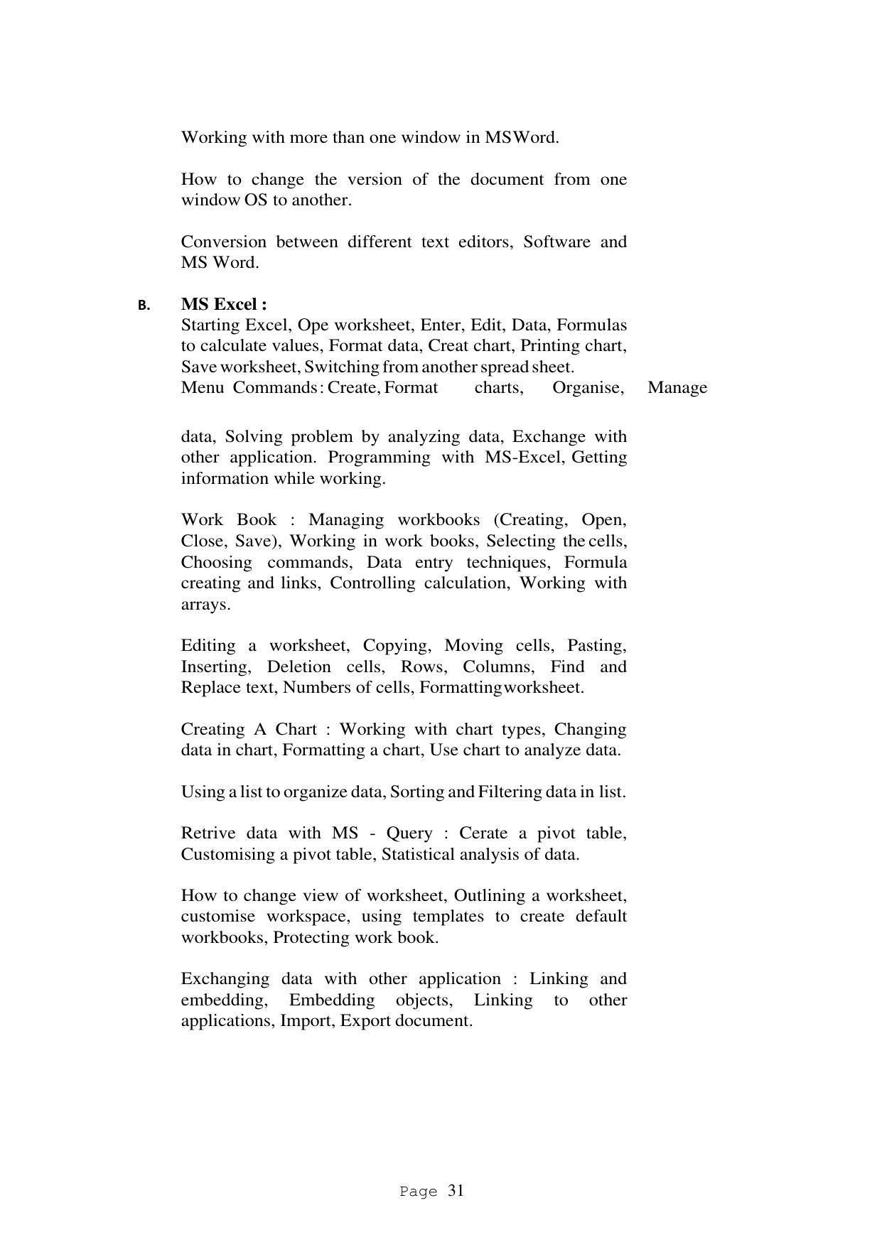 SYLLABUS FOR FIRST SEMESTER SESSION (2020-2021) - TWO SEMESTER POST GRADUATE DIPLOMA COURSE IN ACCOUNTANCY(WITH COMPUTERISED ACCOUNTS & TAXATION) - Page 31