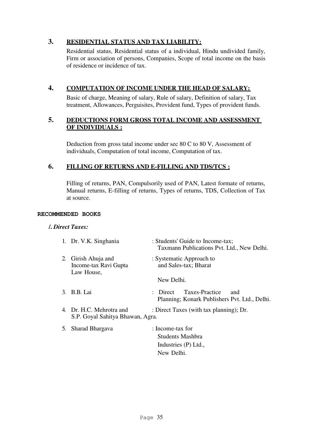 SYLLABUS FOR FIRST SEMESTER SESSION (2020-2021) - TWO SEMESTER POST GRADUATE DIPLOMA COURSE IN ACCOUNTANCY(WITH COMPUTERISED ACCOUNTS & TAXATION) - Page 35