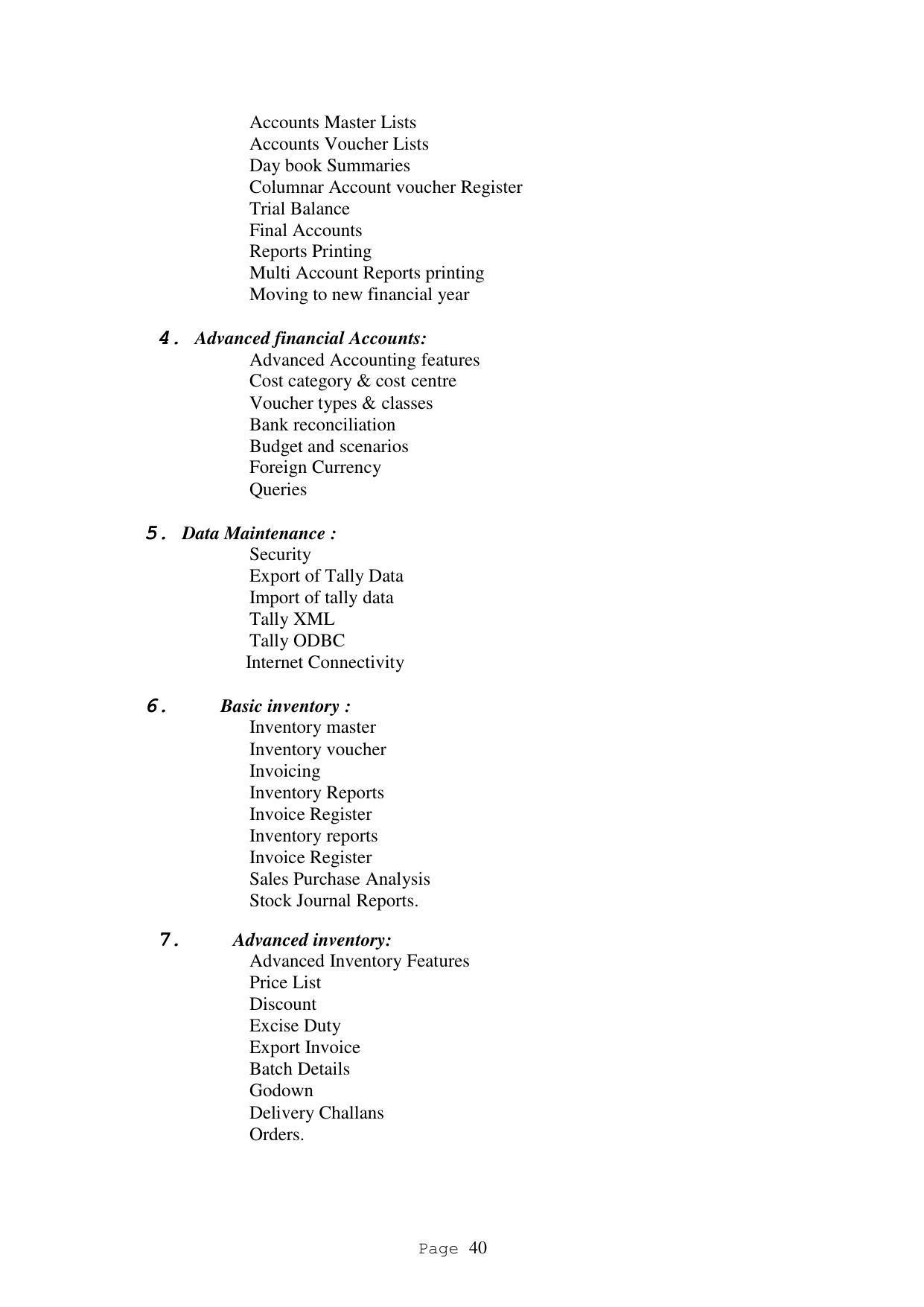 SYLLABUS FOR FIRST SEMESTER SESSION (2020-2021) - TWO SEMESTER POST GRADUATE DIPLOMA COURSE IN ACCOUNTANCY(WITH COMPUTERISED ACCOUNTS & TAXATION) - Page 40