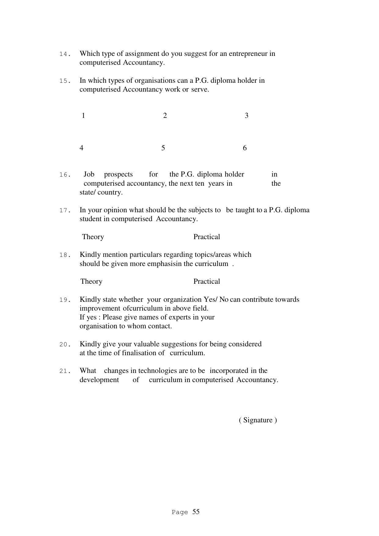 SYLLABUS FOR FIRST SEMESTER SESSION (2020-2021) - TWO SEMESTER POST GRADUATE DIPLOMA COURSE IN ACCOUNTANCY(WITH COMPUTERISED ACCOUNTS & TAXATION) - Page 55