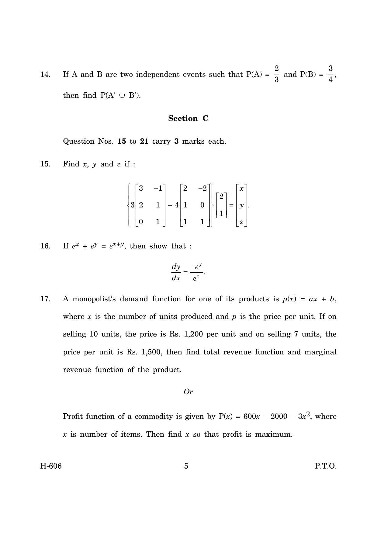 Goa Board Class 12 Mathematics & Statistics (March 2019) Question Paper - Page 5