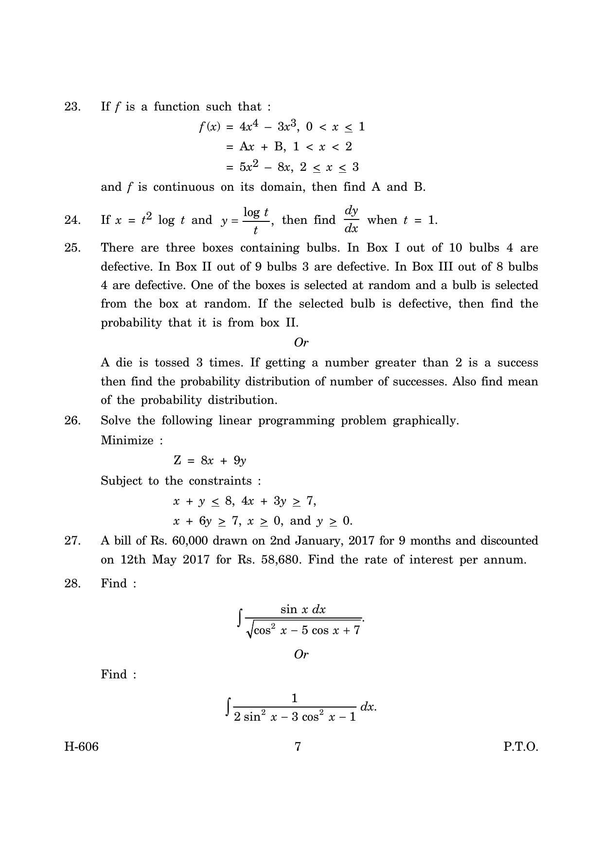Goa Board Class 12 Mathematics & Statistics (March 2019) Question Paper - Page 7