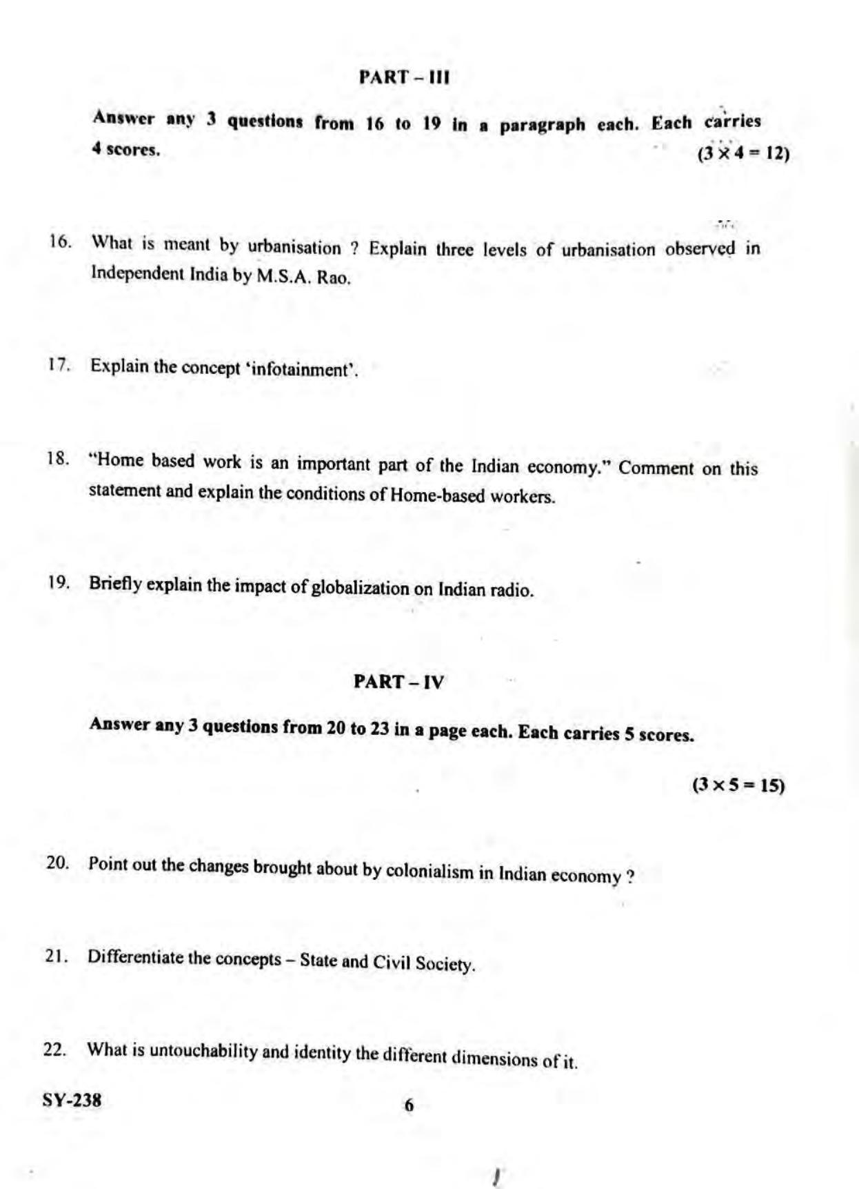 Kerala Plus Two 2023 Sociology Model Question Paper - Page 6
