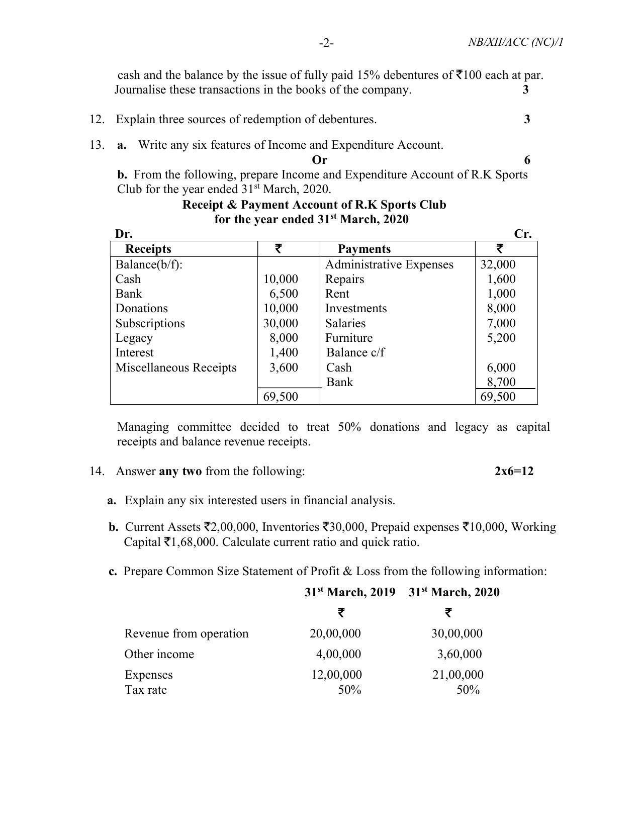 Nagaland Board Class 12 Accountancy 2021 Question Paper - Page 2