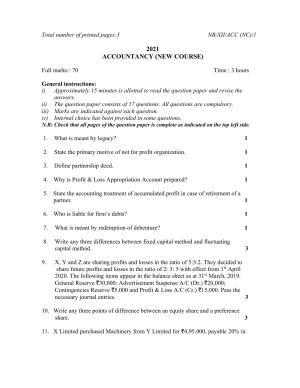 Nagaland Board Class 12 Accountancy 2021 Question Paper