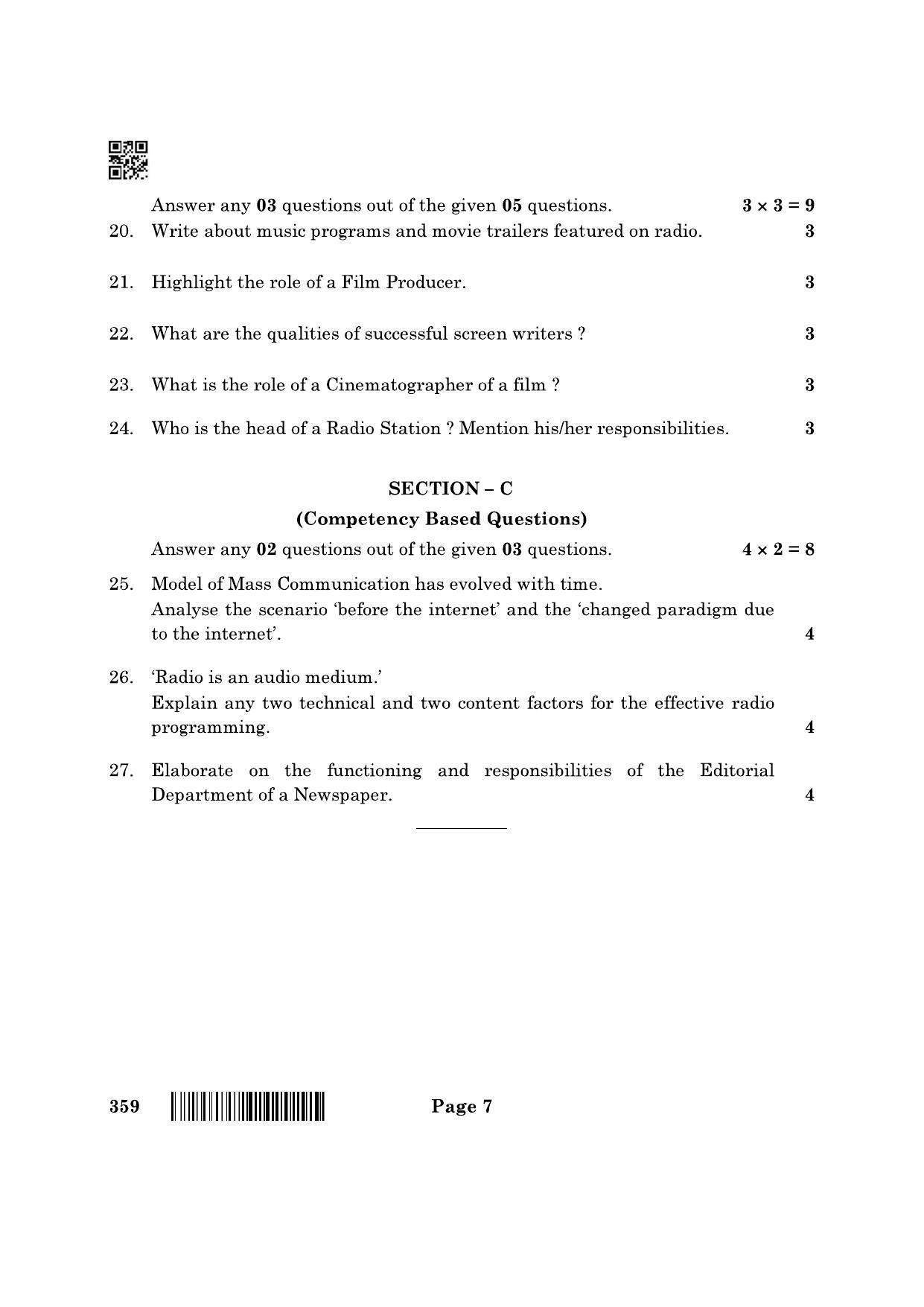 CBSE Class 12 359_Mass Media Studies 2022 Question Paper - Page 7
