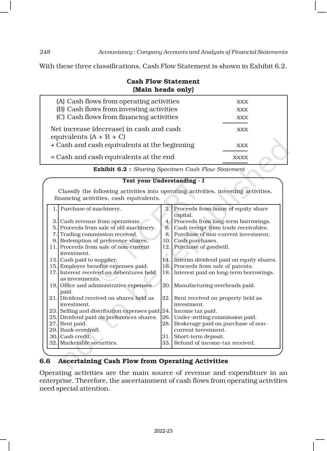 NCERT Book for Class 12 Accountancy Part II Chapter 6 Cash Flow Statement - Page 8