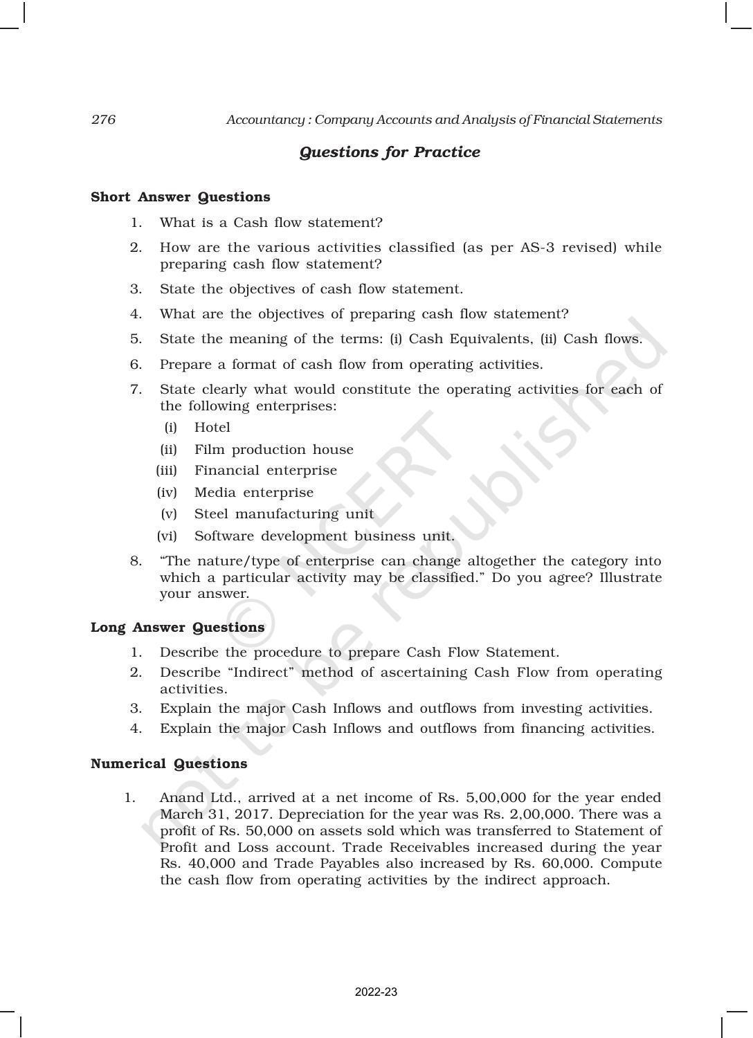 NCERT Book for Class 12 Accountancy Part II Chapter 6 Cash Flow Statement - Page 36