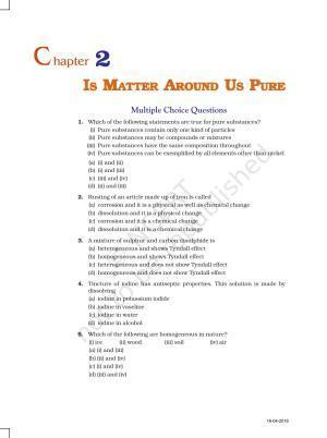 NCERT Exemplar Book for Class 9 Science: Chapter 2 Is Matter Around Us Pure?