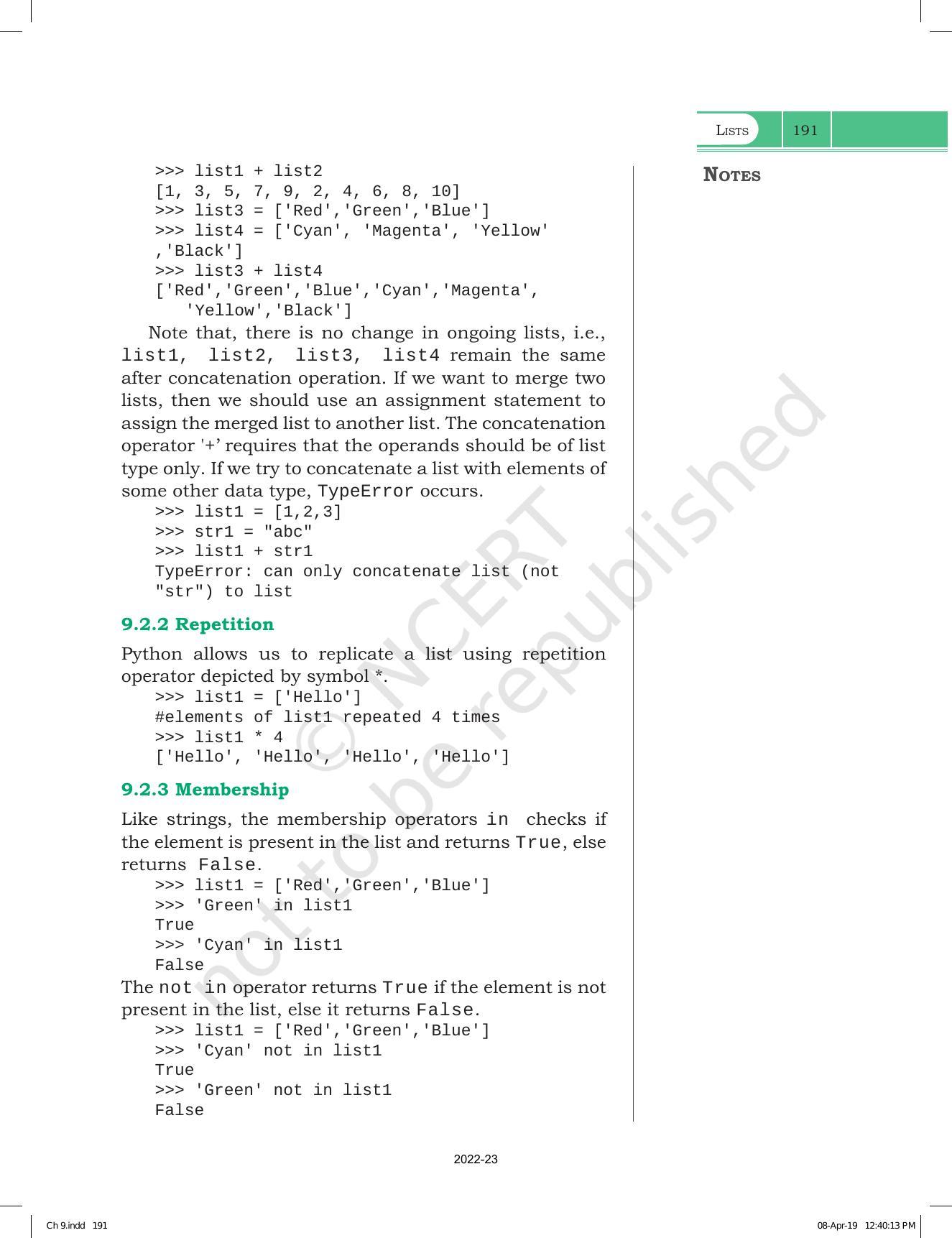 NCERT Book for Class 11 Computer Science Chapter 9 Lists - Page 3