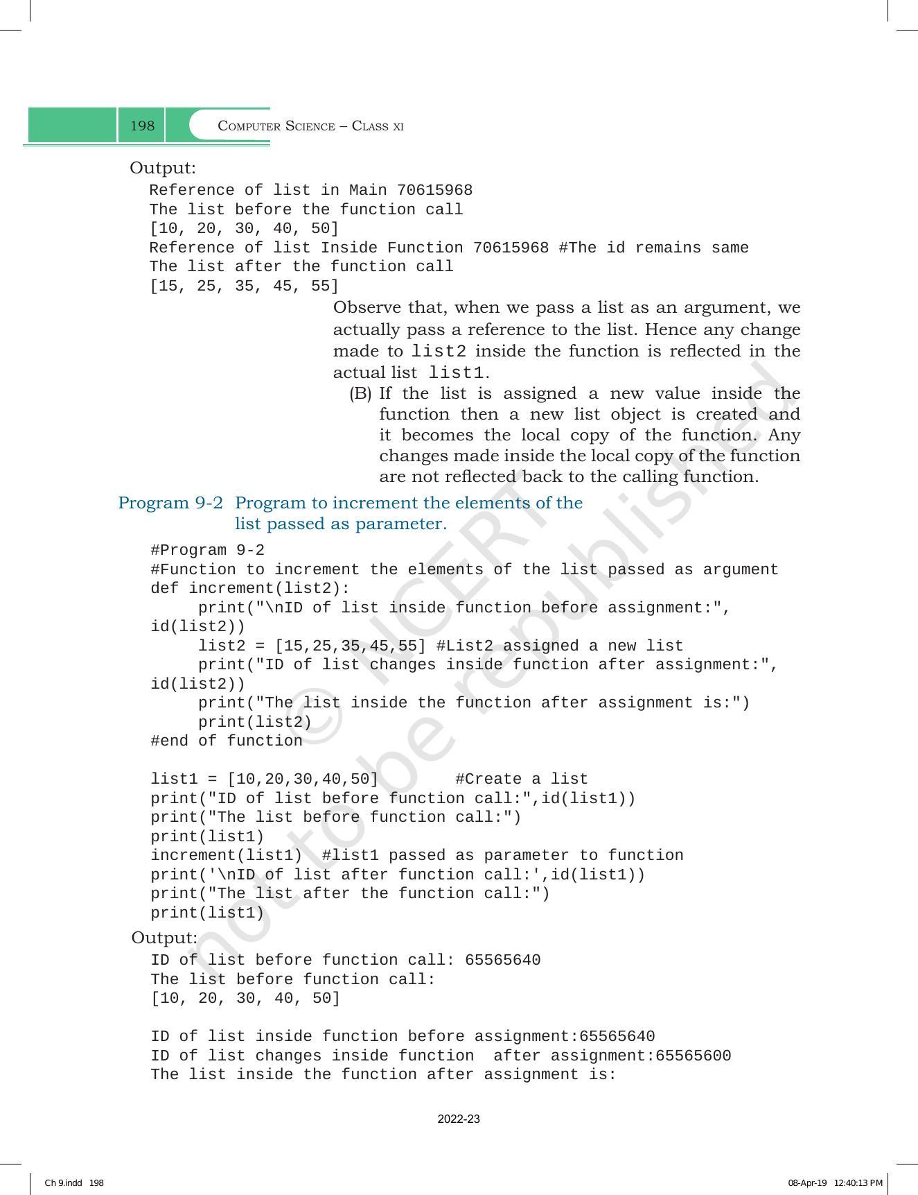 NCERT Book for Class 11 Computer Science Chapter 9 Lists - Page 10