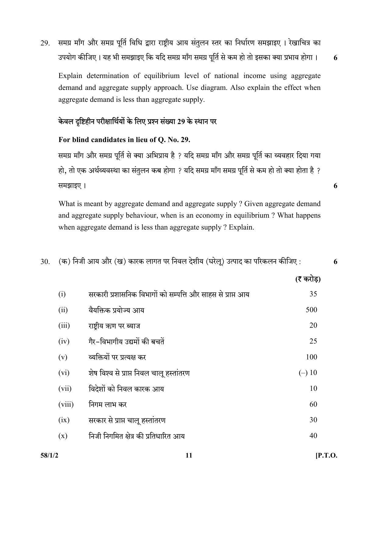 CBSE Class 12 58-1-2 (Economics) 2017-comptt Question Paper - Page 11