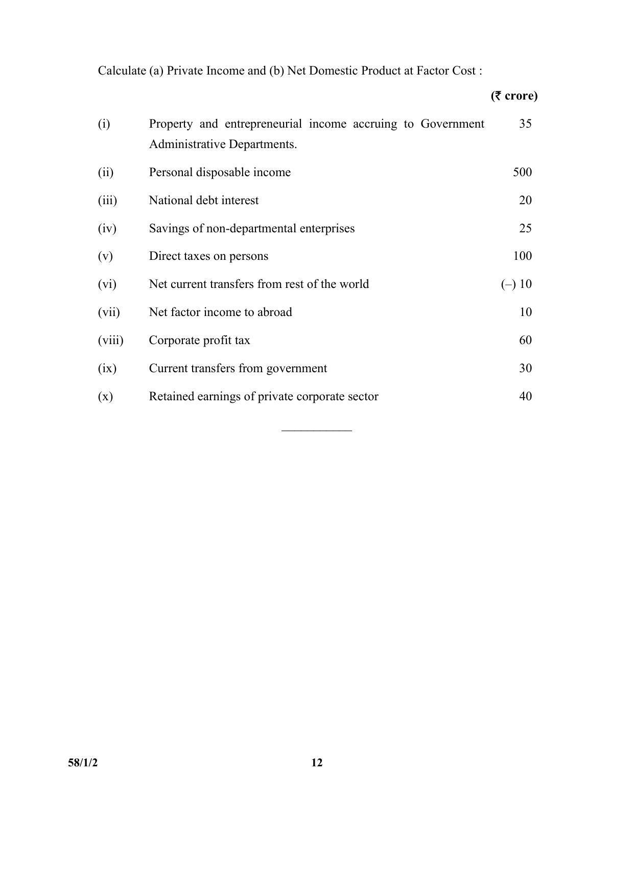 CBSE Class 12 58-1-2 (Economics) 2017-comptt Question Paper - Page 12
