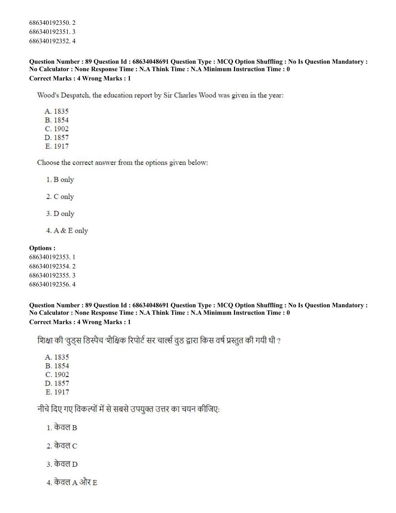 CUET PG 2023: COQP16 – MA Education (Hin) - Shift 2 (30-06-2023) Question Paper - Page 86