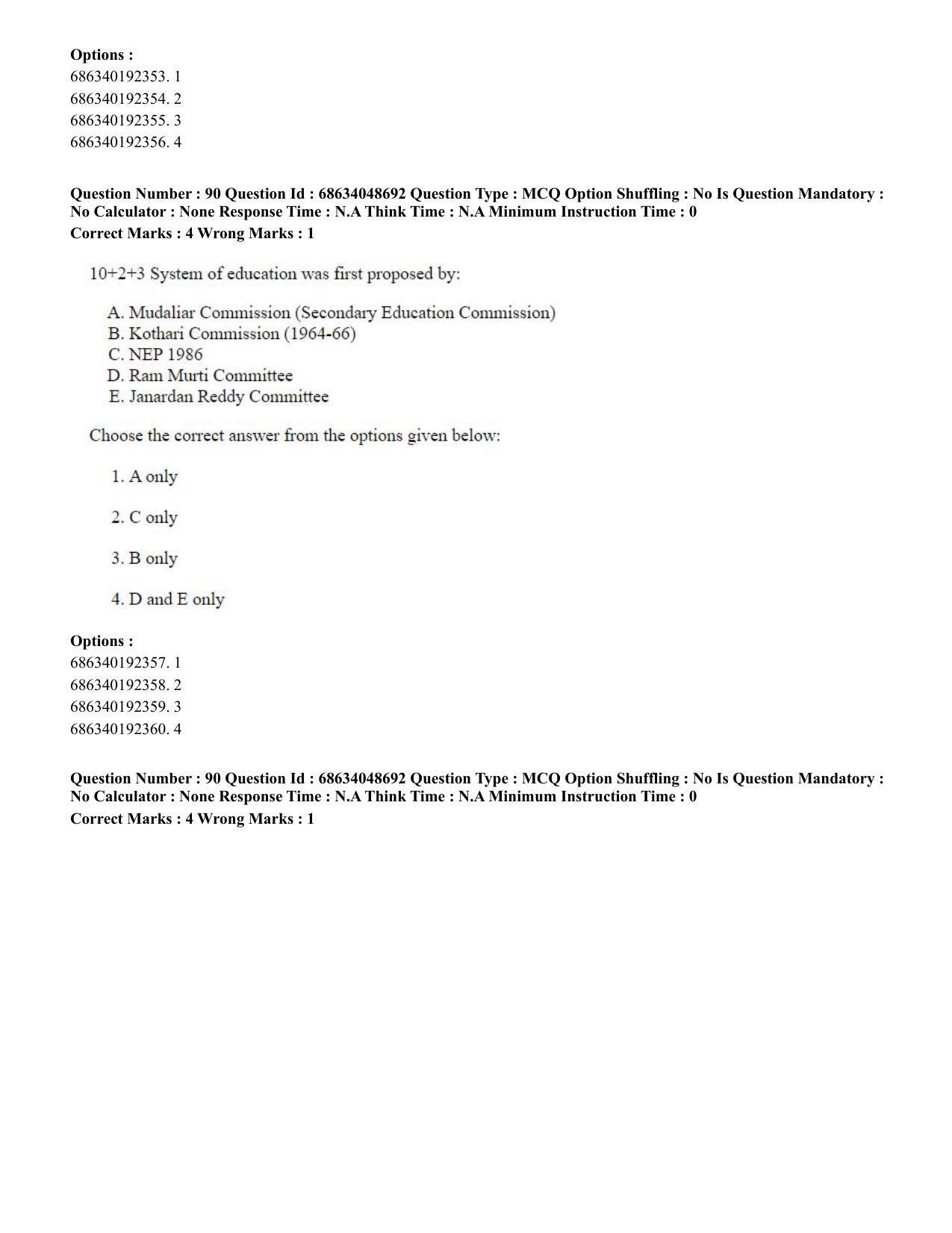 CUET PG 2023: COQP16 – MA Education (Hin) - Shift 2 (30-06-2023) Question Paper - Page 87