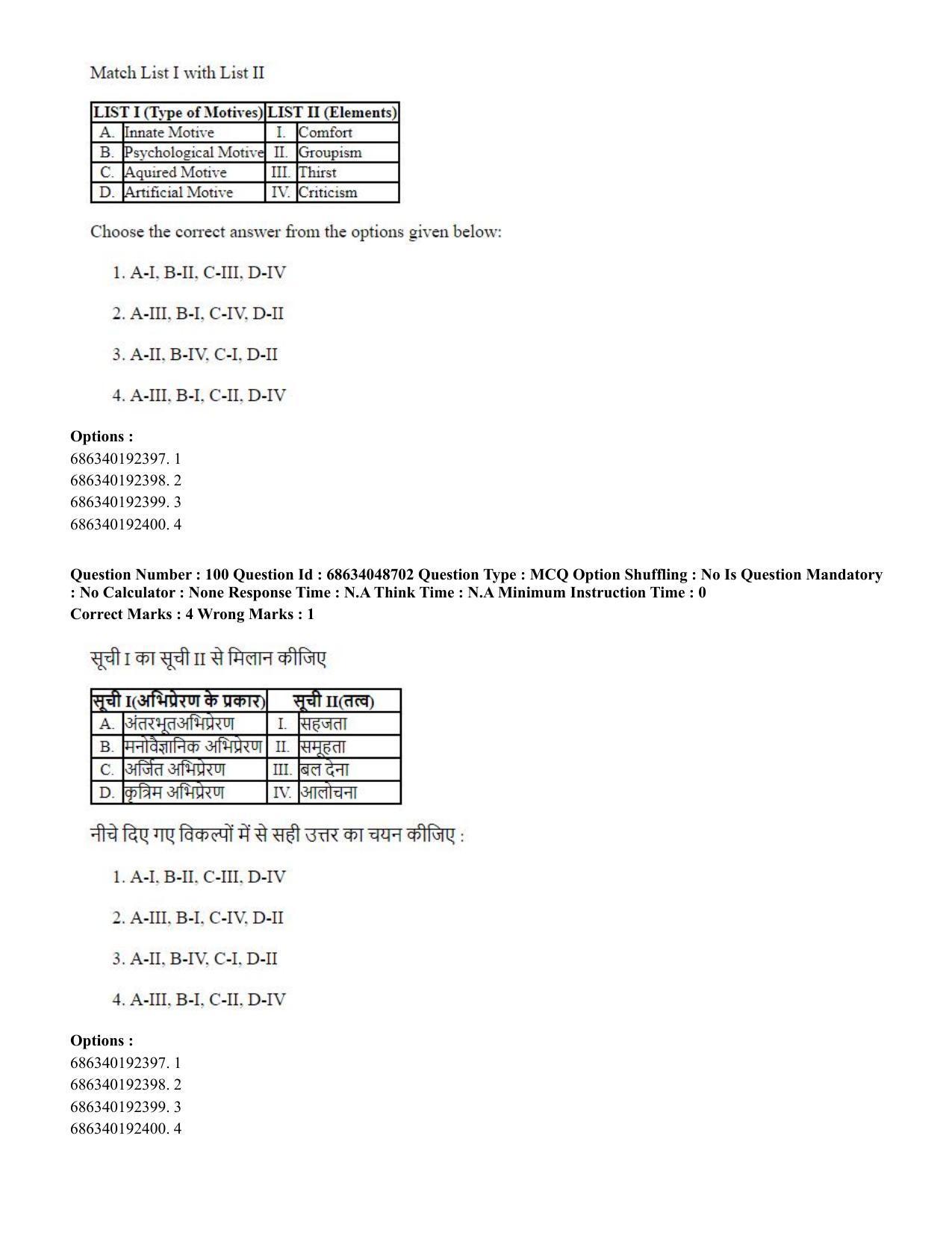 CUET PG 2023: COQP16 – MA Education (Hin) - Shift 2 (30-06-2023) Question Paper - Page 99