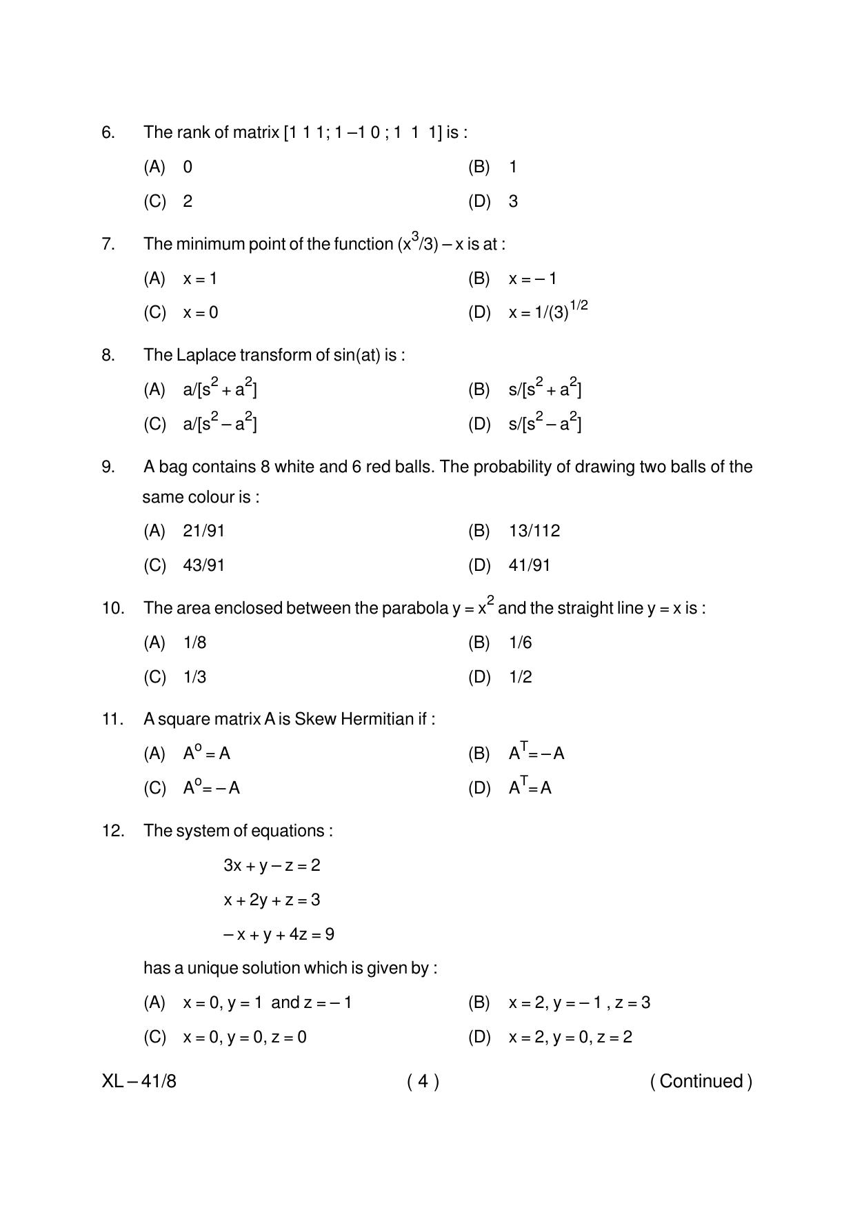 Odisha CPET ELECTRONICS & TELECOMMUNICATION 2020 Question Paper - Page 4