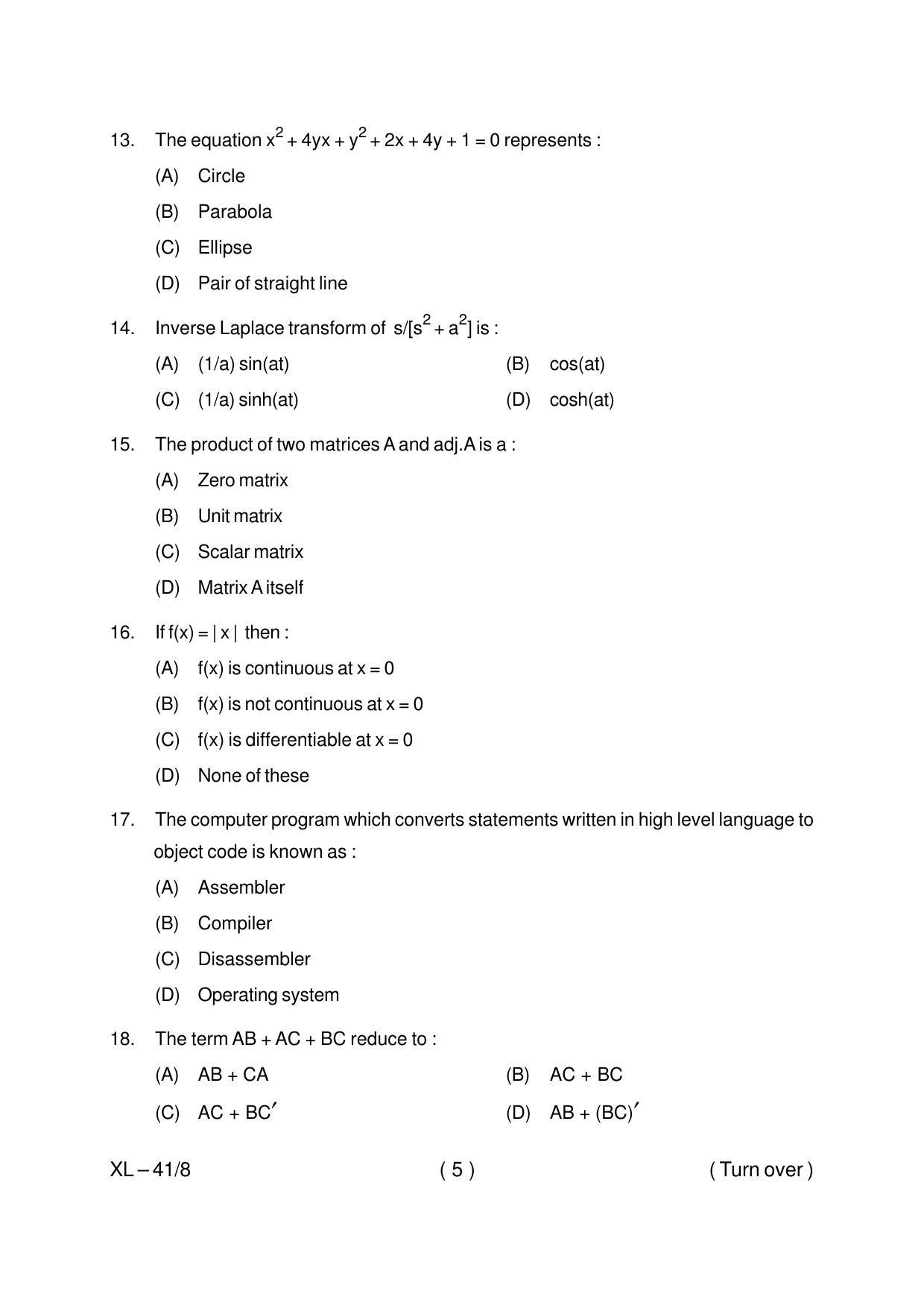 Odisha CPET ELECTRONICS & TELECOMMUNICATION 2020 Question Paper - Page 5