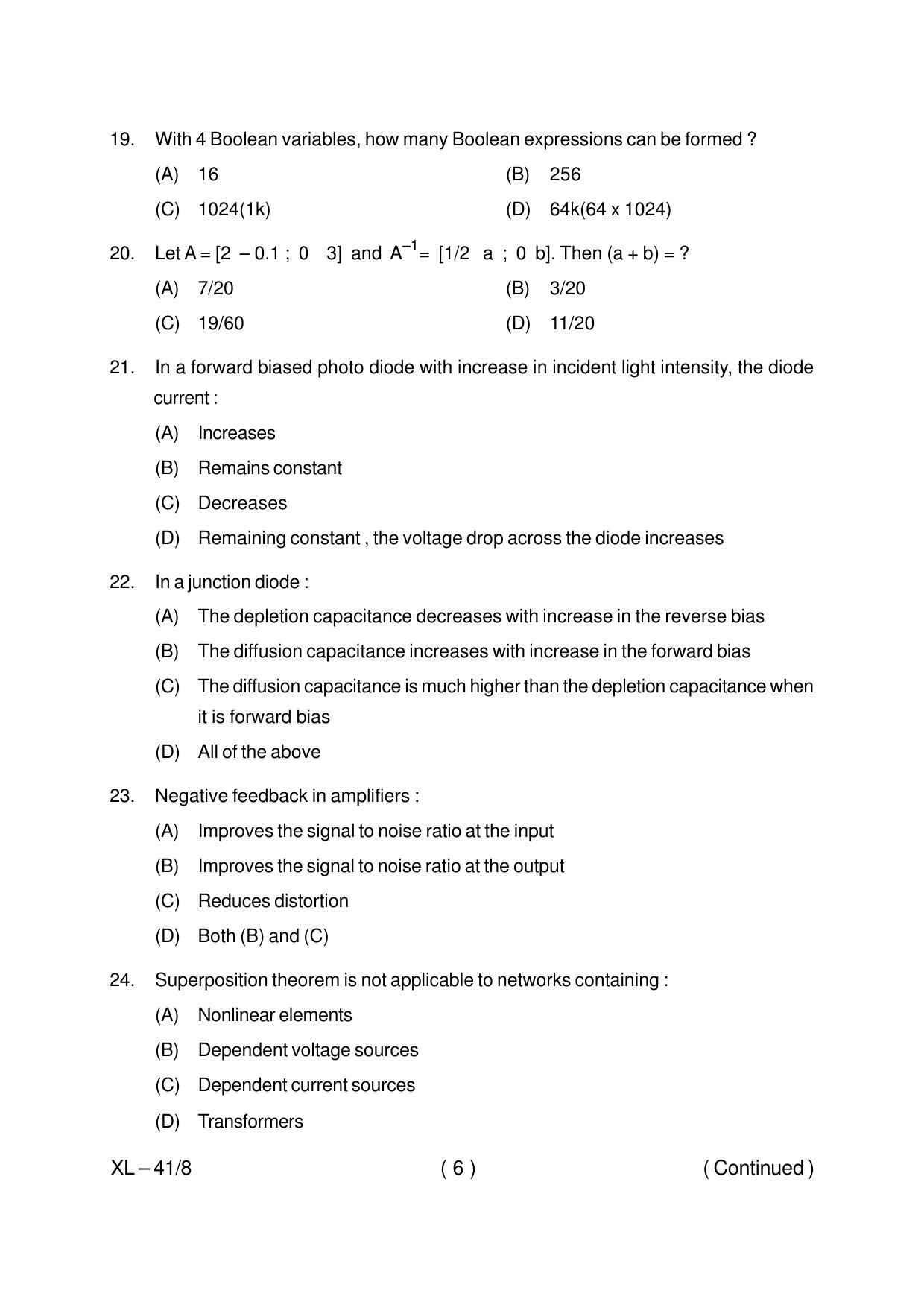 Odisha CPET ELECTRONICS & TELECOMMUNICATION 2020 Question Paper - Page 6