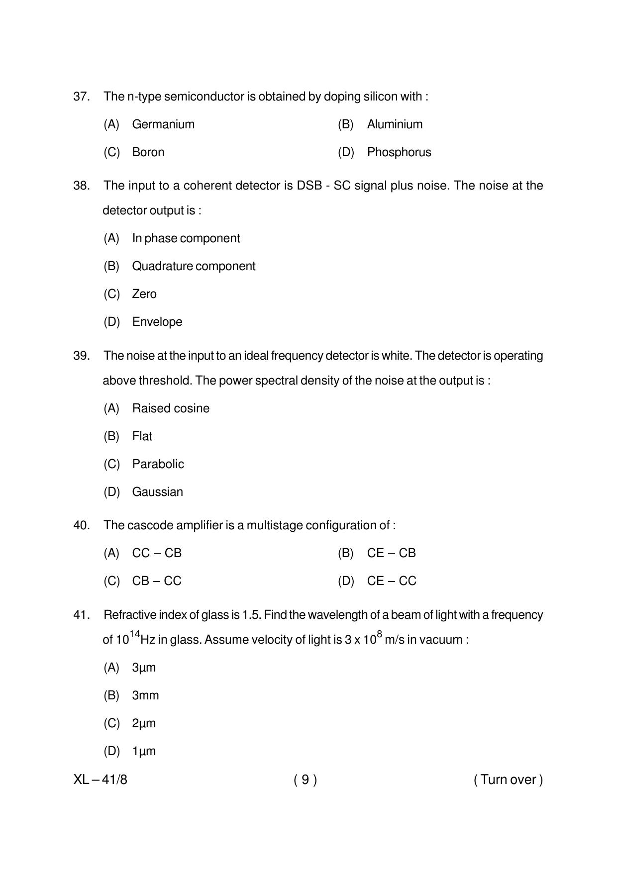 Odisha CPET ELECTRONICS & TELECOMMUNICATION 2020 Question Paper - Page 9