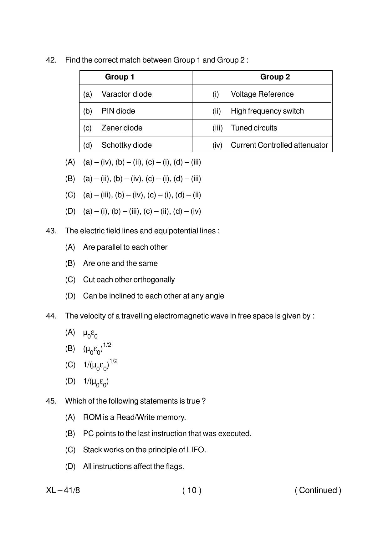 Odisha CPET ELECTRONICS & TELECOMMUNICATION 2020 Question Paper - Page 10