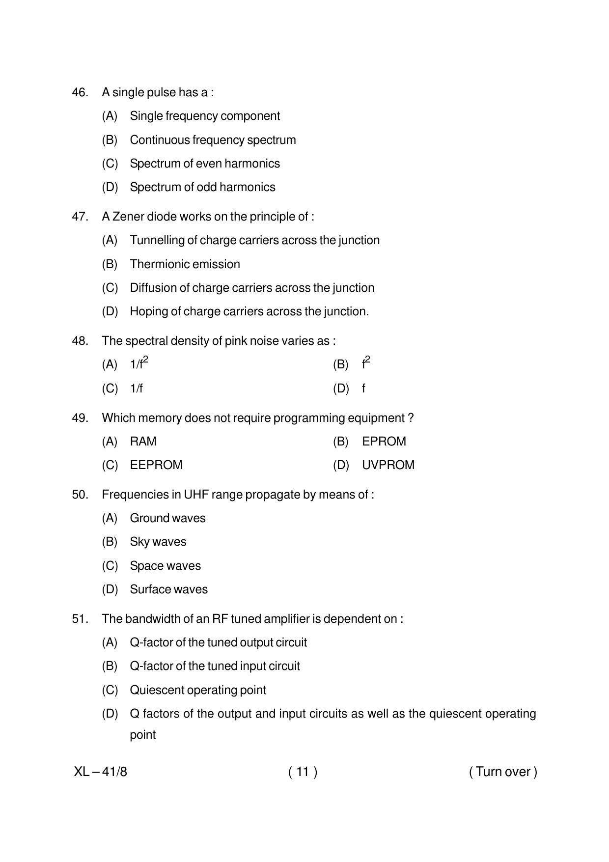 Odisha CPET ELECTRONICS & TELECOMMUNICATION 2020 Question Paper - Page 11