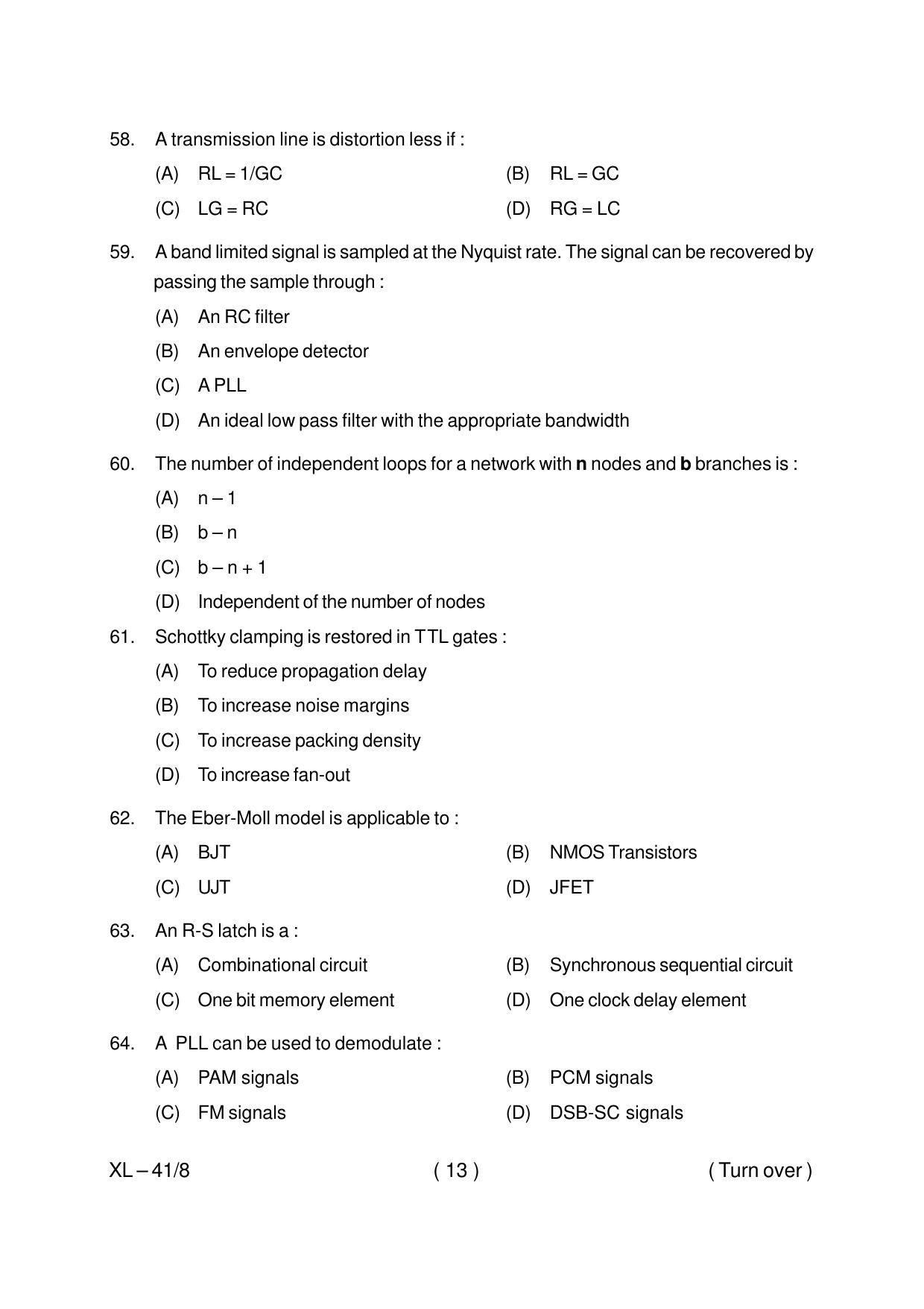 Odisha CPET ELECTRONICS & TELECOMMUNICATION 2020 Question Paper - Page 13