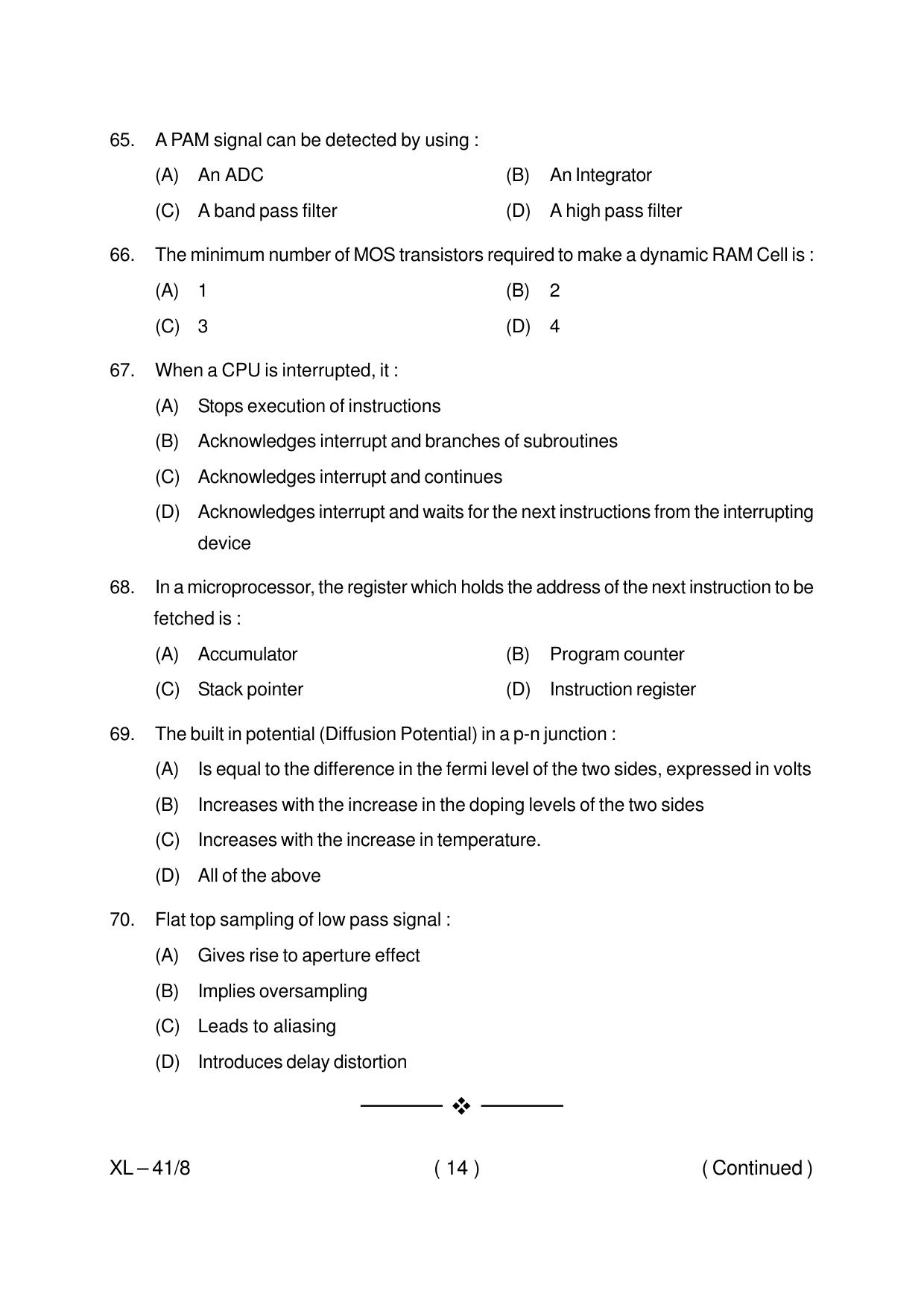 Odisha CPET ELECTRONICS & TELECOMMUNICATION 2020 Question Paper - Page 14