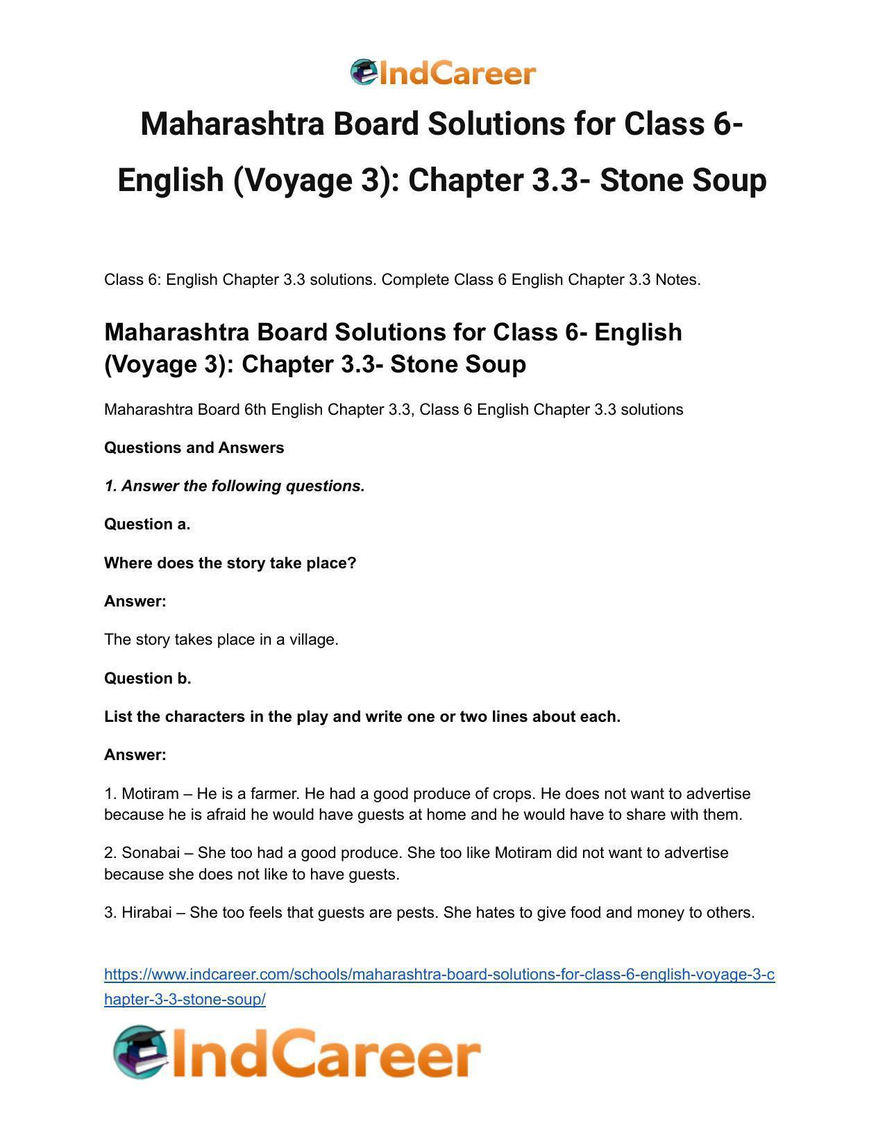 Maharashtra Board Solutions for Class 6- English (Voyage 3): Chapter 3.3- Stone Soup - Page 2