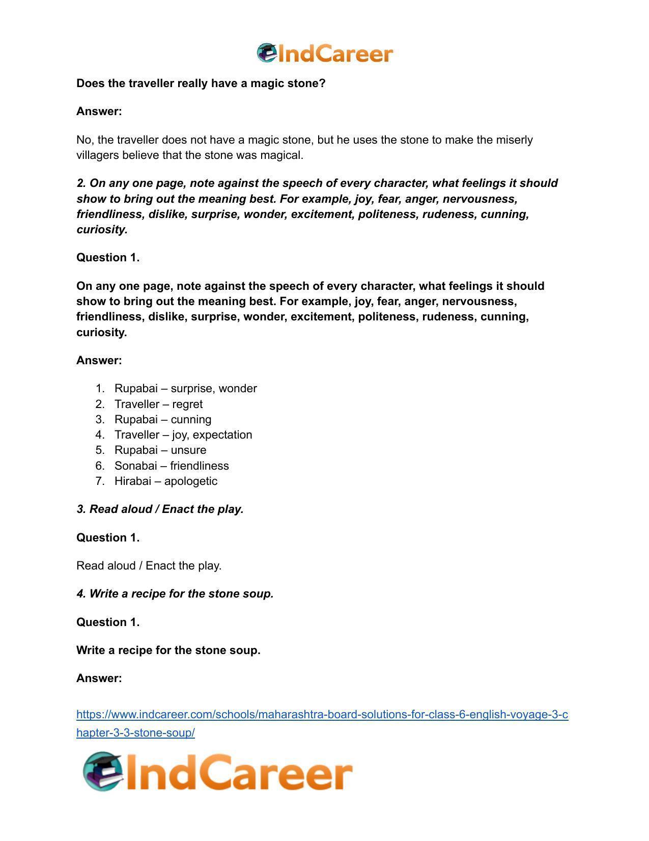Maharashtra Board Solutions for Class 6- English (Voyage 3): Chapter 3.3- Stone Soup - Page 4