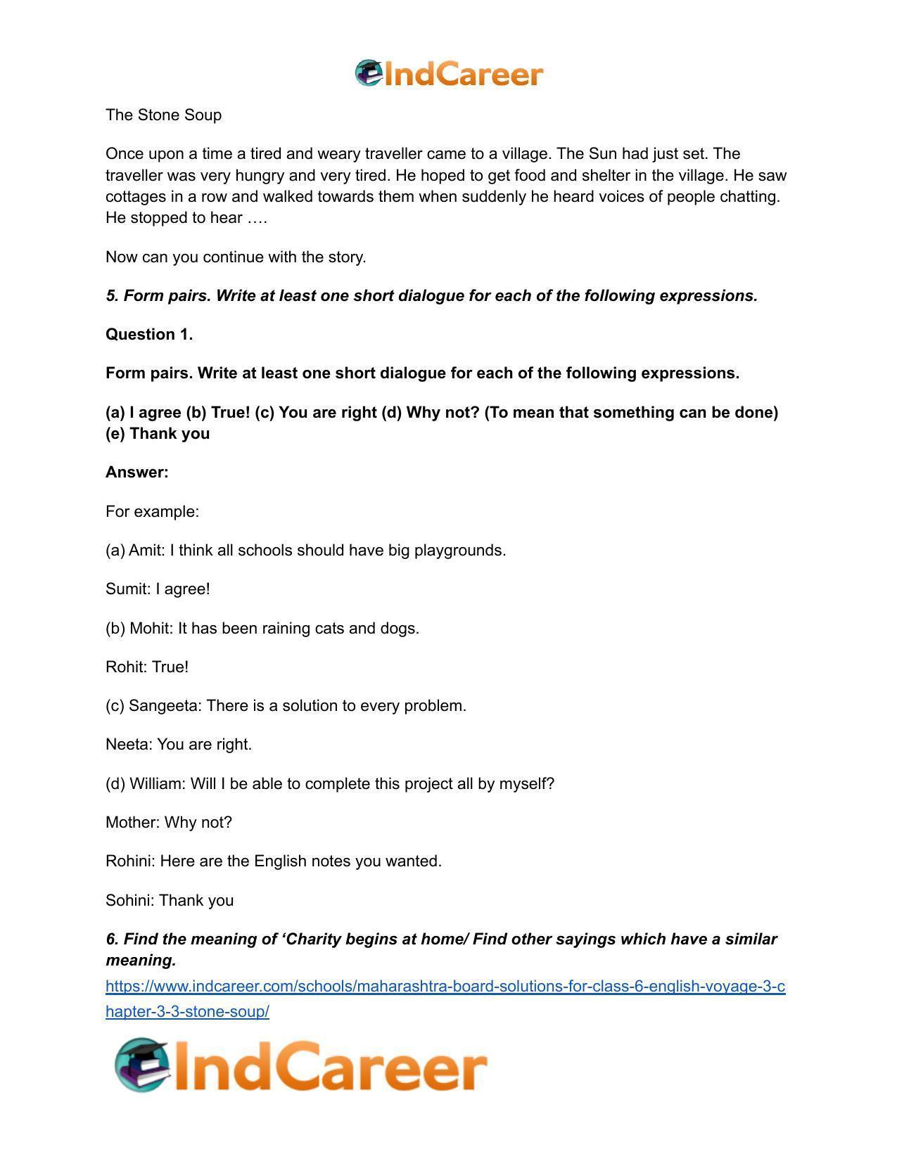 Maharashtra Board Solutions for Class 6- English (Voyage 3): Chapter 3.3- Stone Soup - Page 5