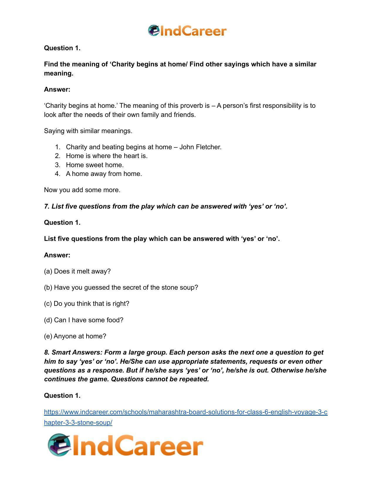Maharashtra Board Solutions for Class 6- English (Voyage 3): Chapter 3.3- Stone Soup - Page 6