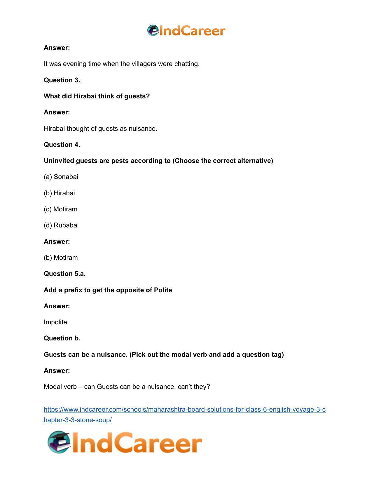 Maharashtra Board Solutions for Class 6- English (Voyage 3): Chapter 3.3- Stone Soup - Page 8