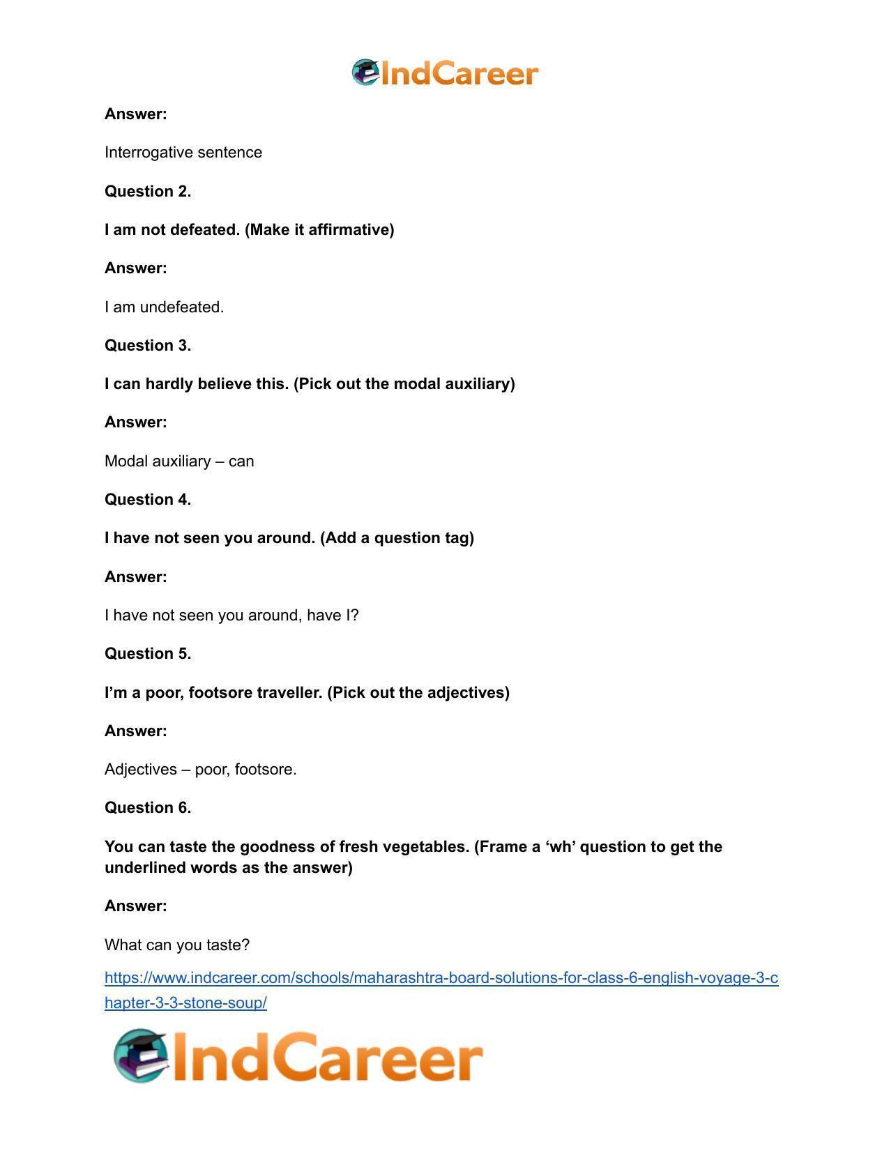 Maharashtra Board Solutions for Class 6- English (Voyage 3): Chapter 3.3- Stone Soup - Page 10