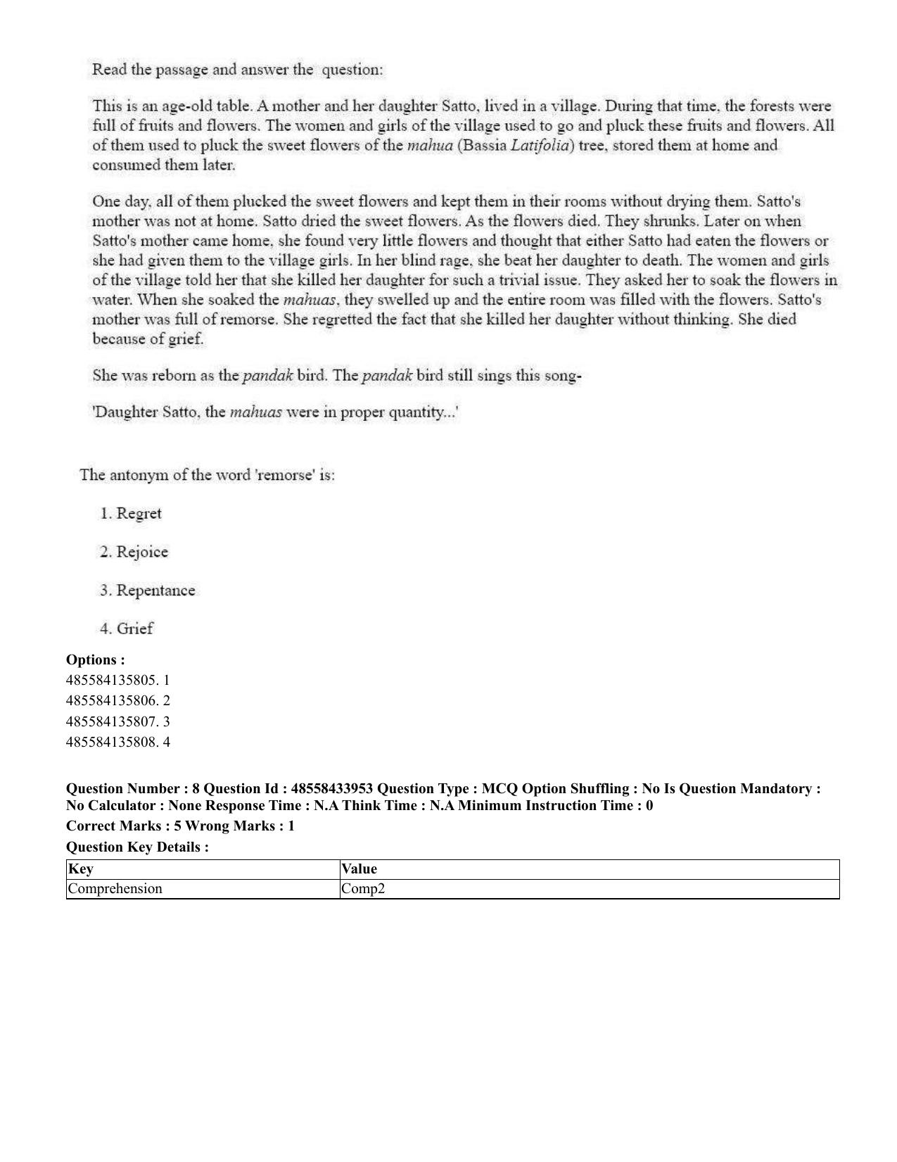 CUET 2023 English Odia Shift 1 Question Paper - 18 June 2023 - Page 8