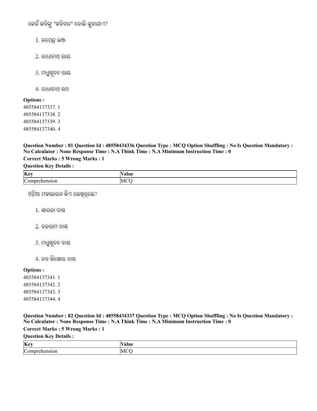 CUET 2023 English Odia Shift 1 Question Paper - 18 June 2023 - Page 59