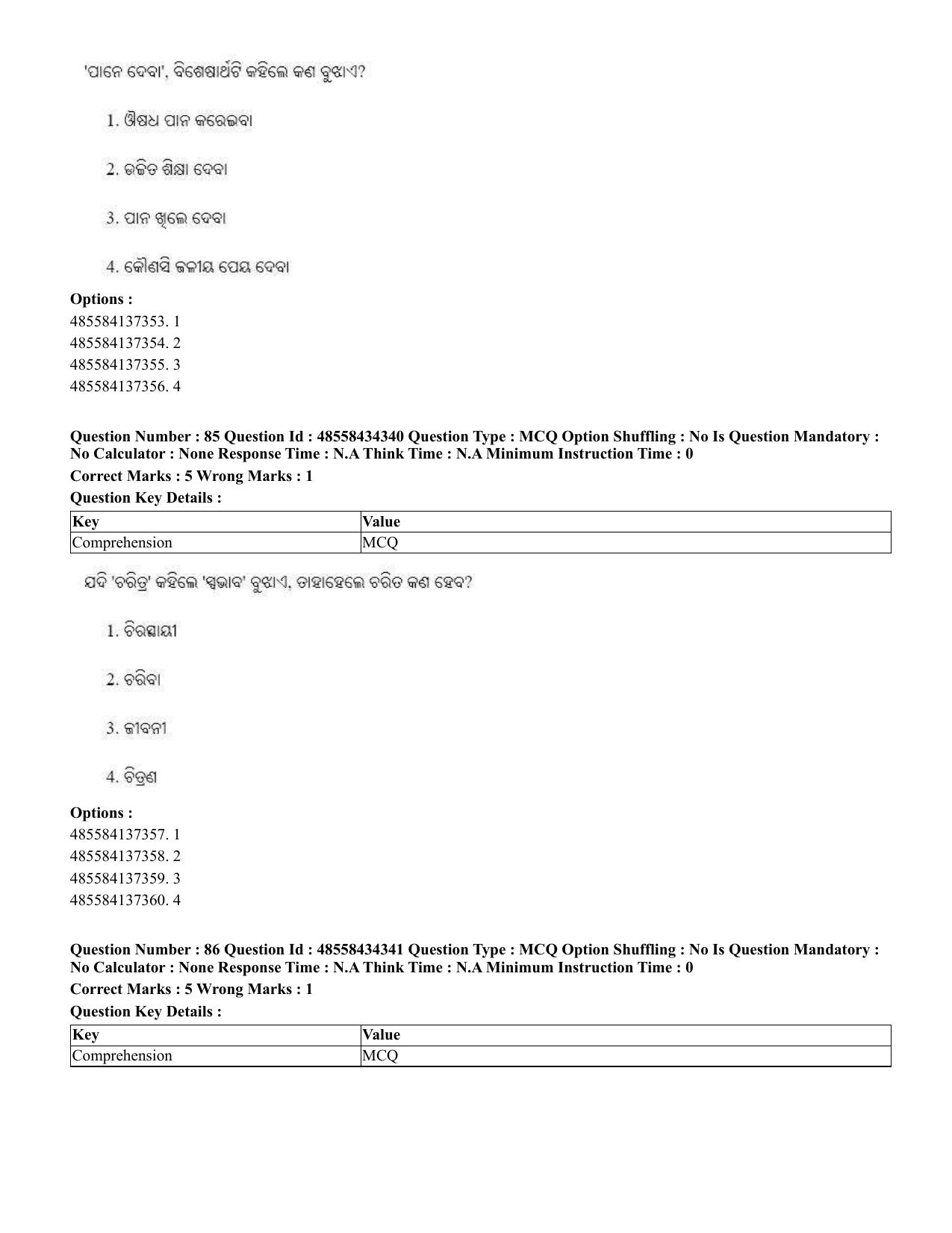 CUET 2023 English Odia Shift 1 Question Paper - 18 June 2023 - Page 61
