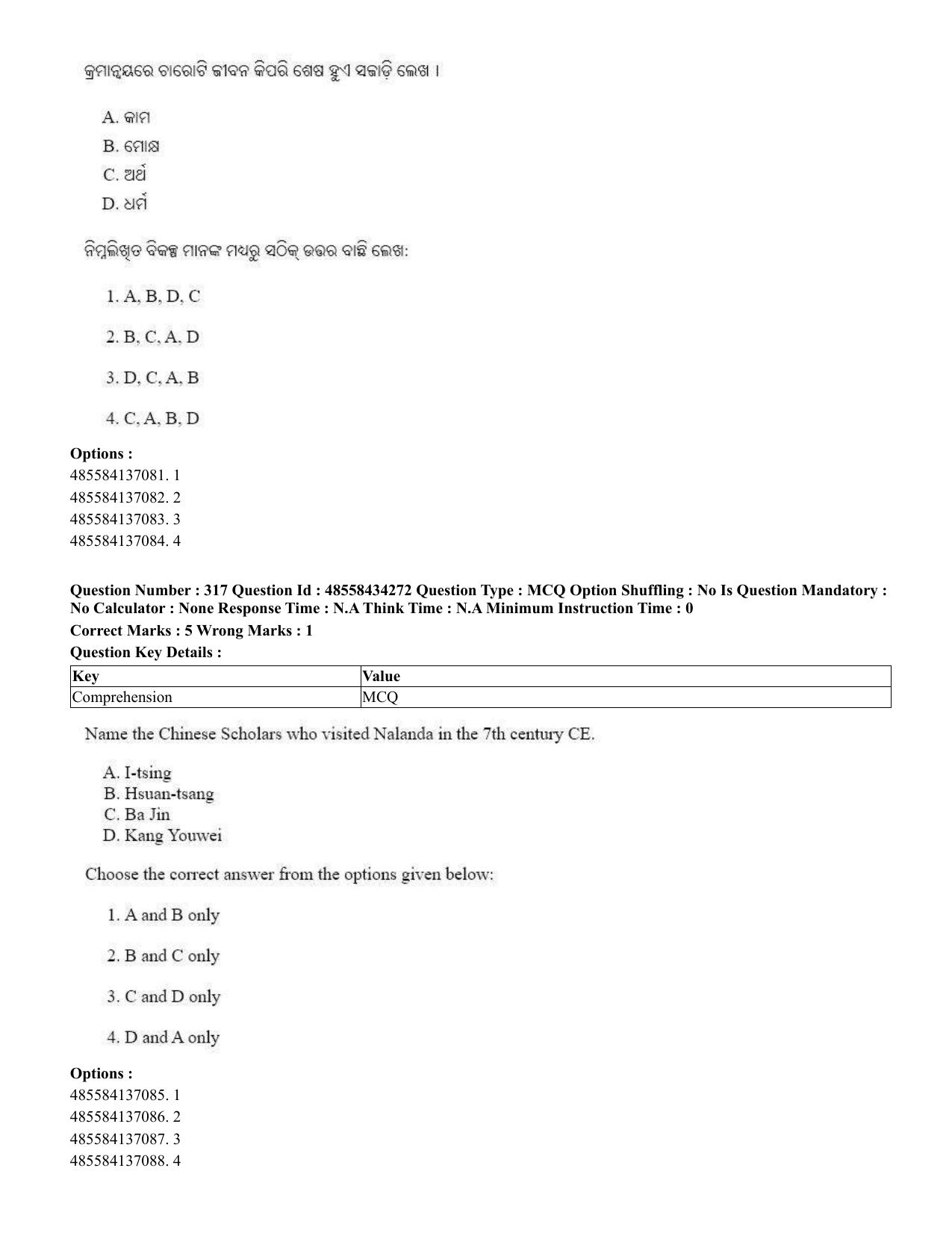 CUET 2023 English Odia Shift 1 Question Paper - 18 June 2023 - Page 275