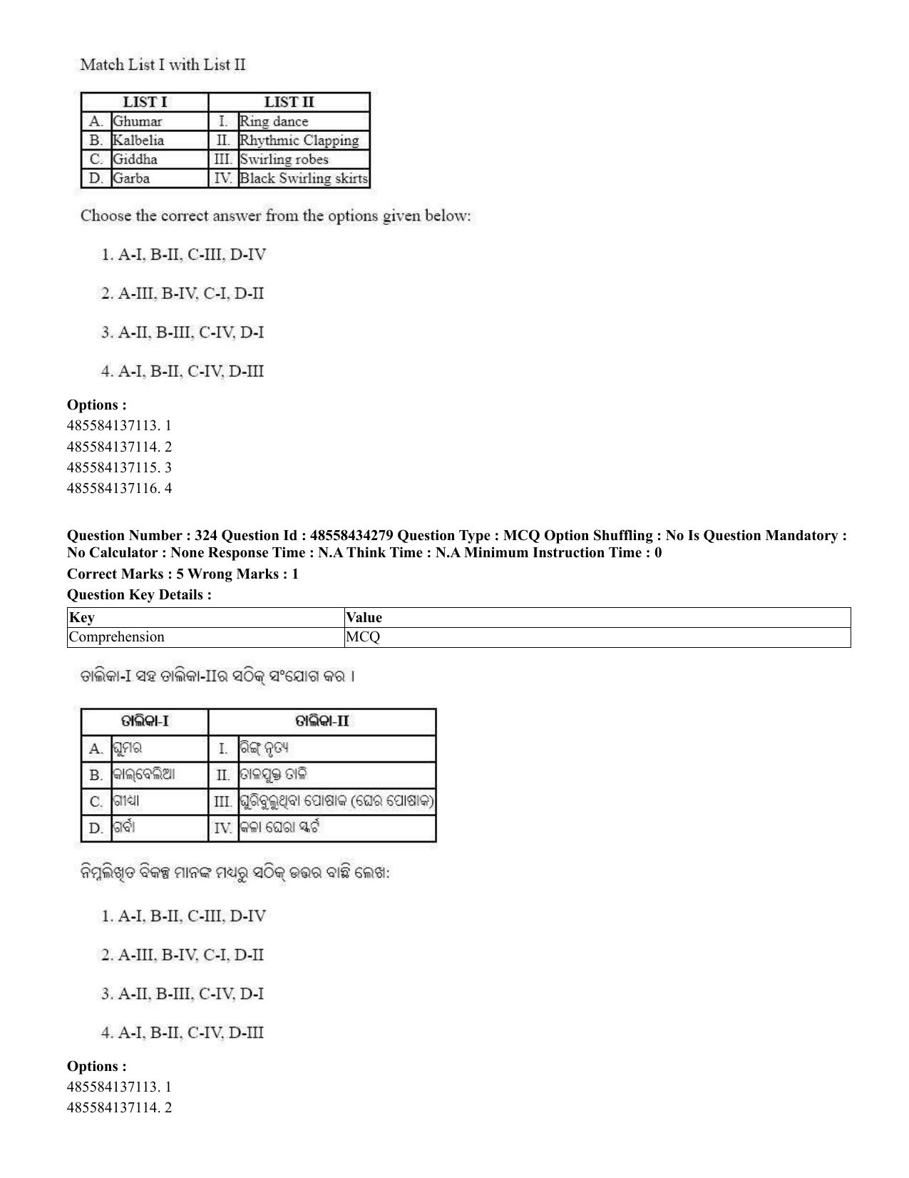 CUET 2023 English Odia Shift 1 Question Paper - 18 June 2023 - Page 283