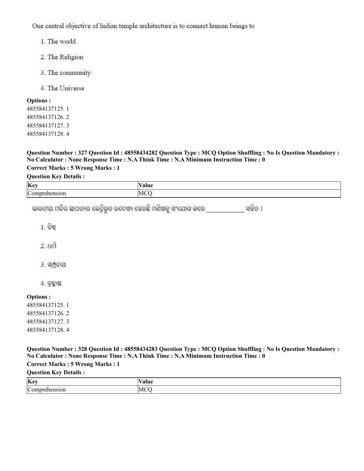 CUET 2023 English Odia Shift 1 Question Paper - 18 June 2023 - Page 286