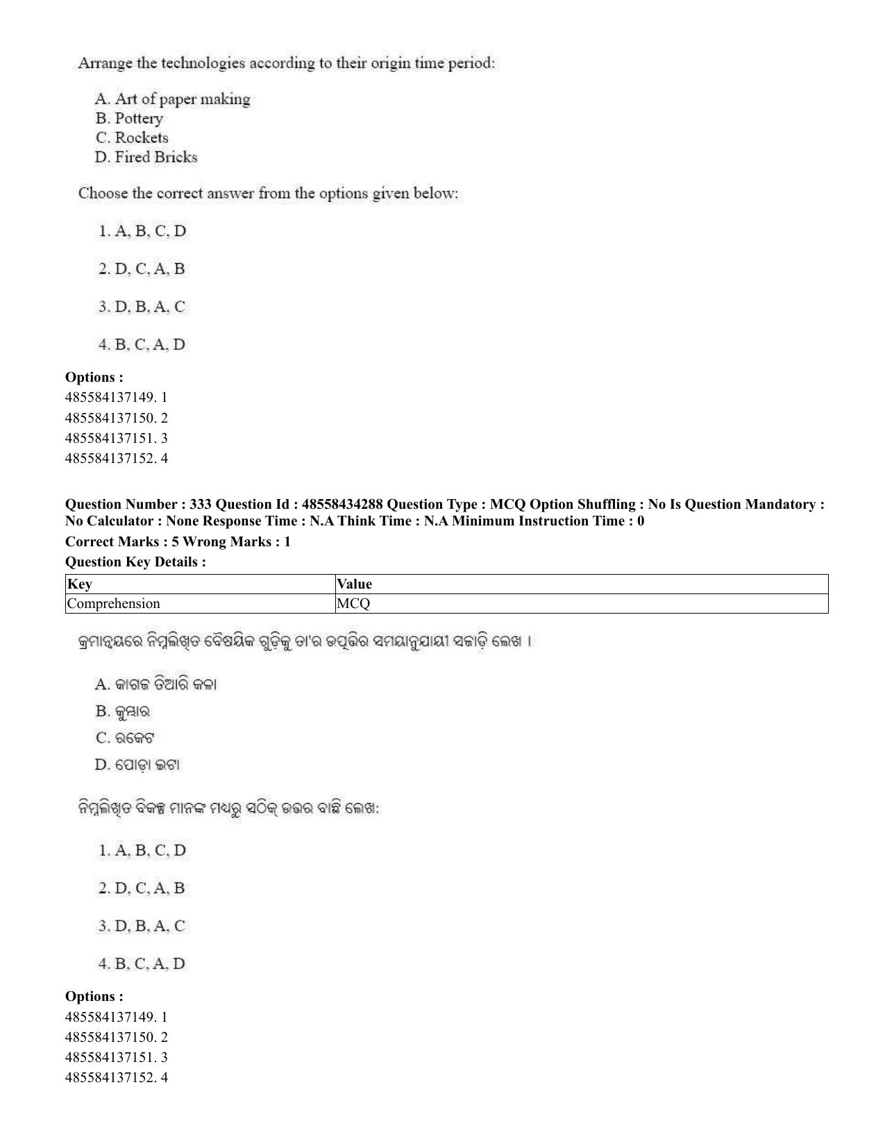CUET 2023 English Odia Shift 1 Question Paper - 18 June 2023 - Page 292