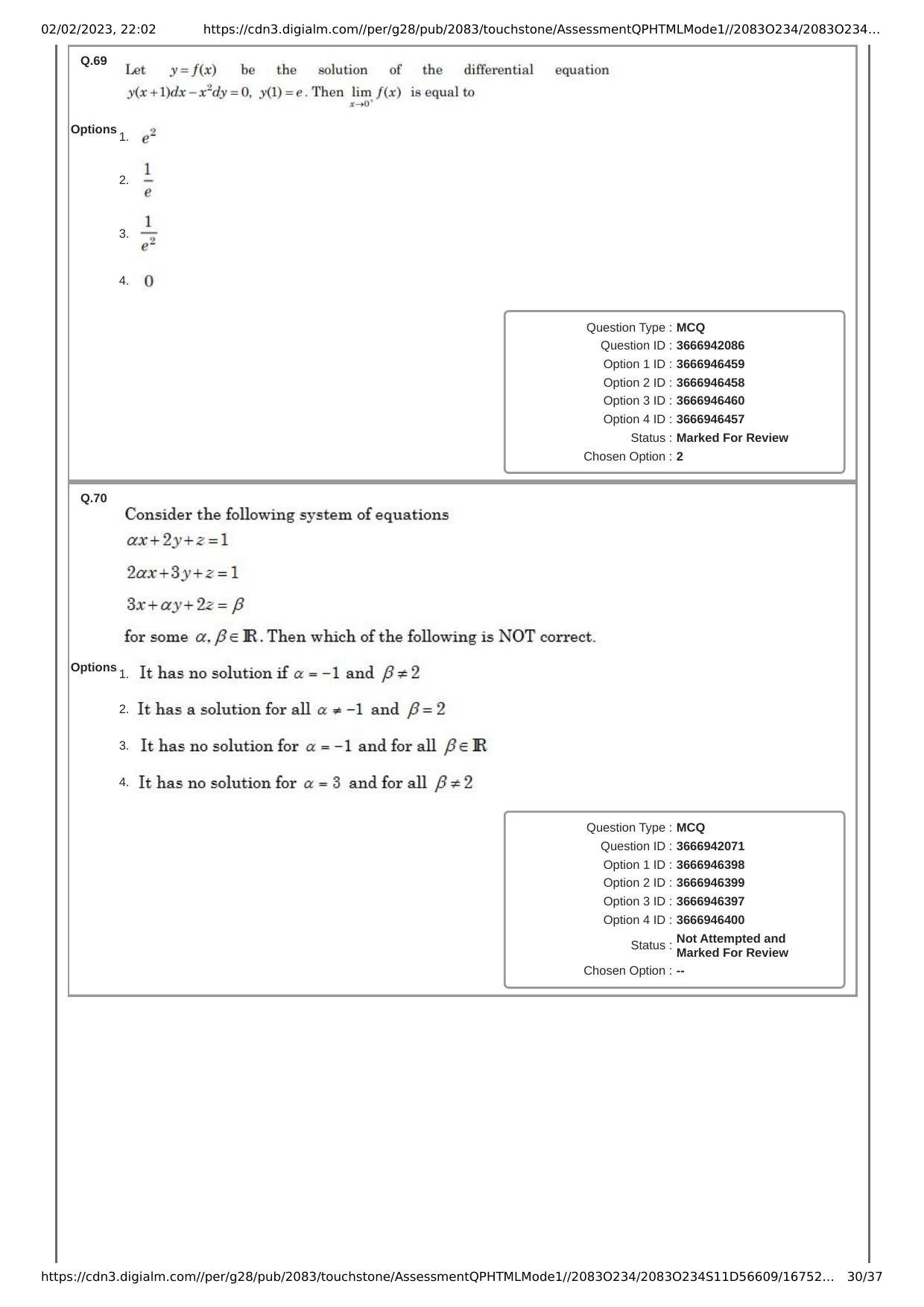 JEE Mains 2023: 29th January 2023 Shift-1 (Morning) Question Paper With Solution (January, Session-1) - Page 30