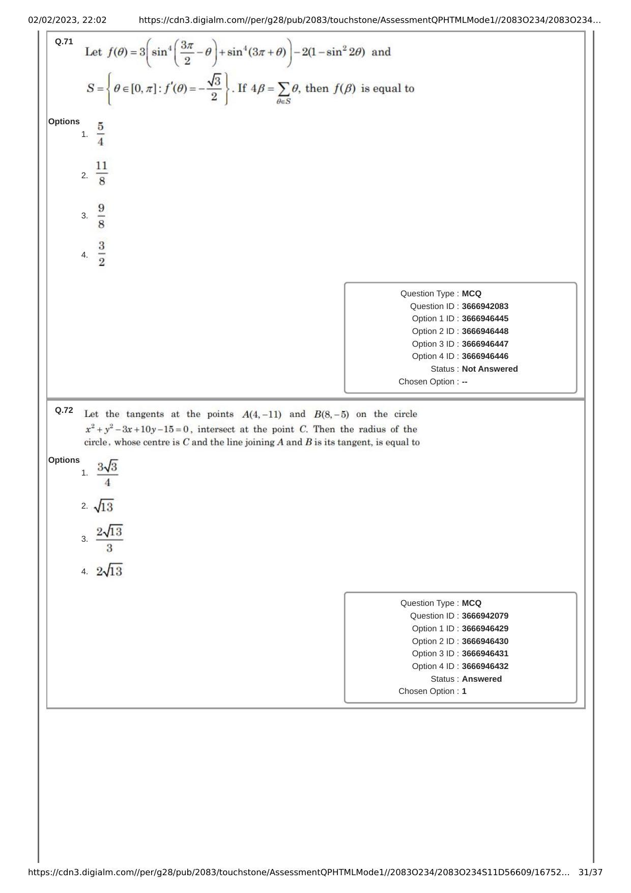 JEE Mains 2023: 29th January 2023 Shift-1 (Morning) Question Paper With Solution (January, Session-1) - Page 31