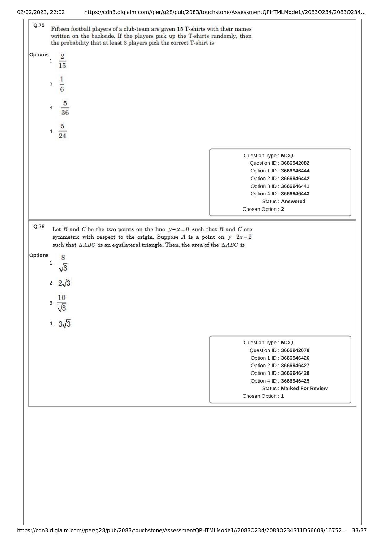 JEE Mains 2023: 29th January 2023 Shift-1 (Morning) Question Paper With Solution (January, Session-1) - Page 33