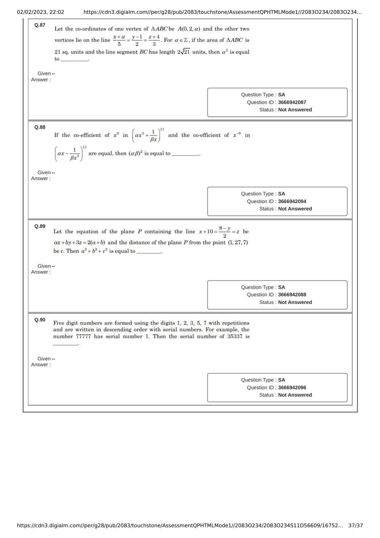 JEE Mains 2023: 29th January 2023 Shift-1 (Morning) Question Paper With Solution (January, Session-1) - Page 37