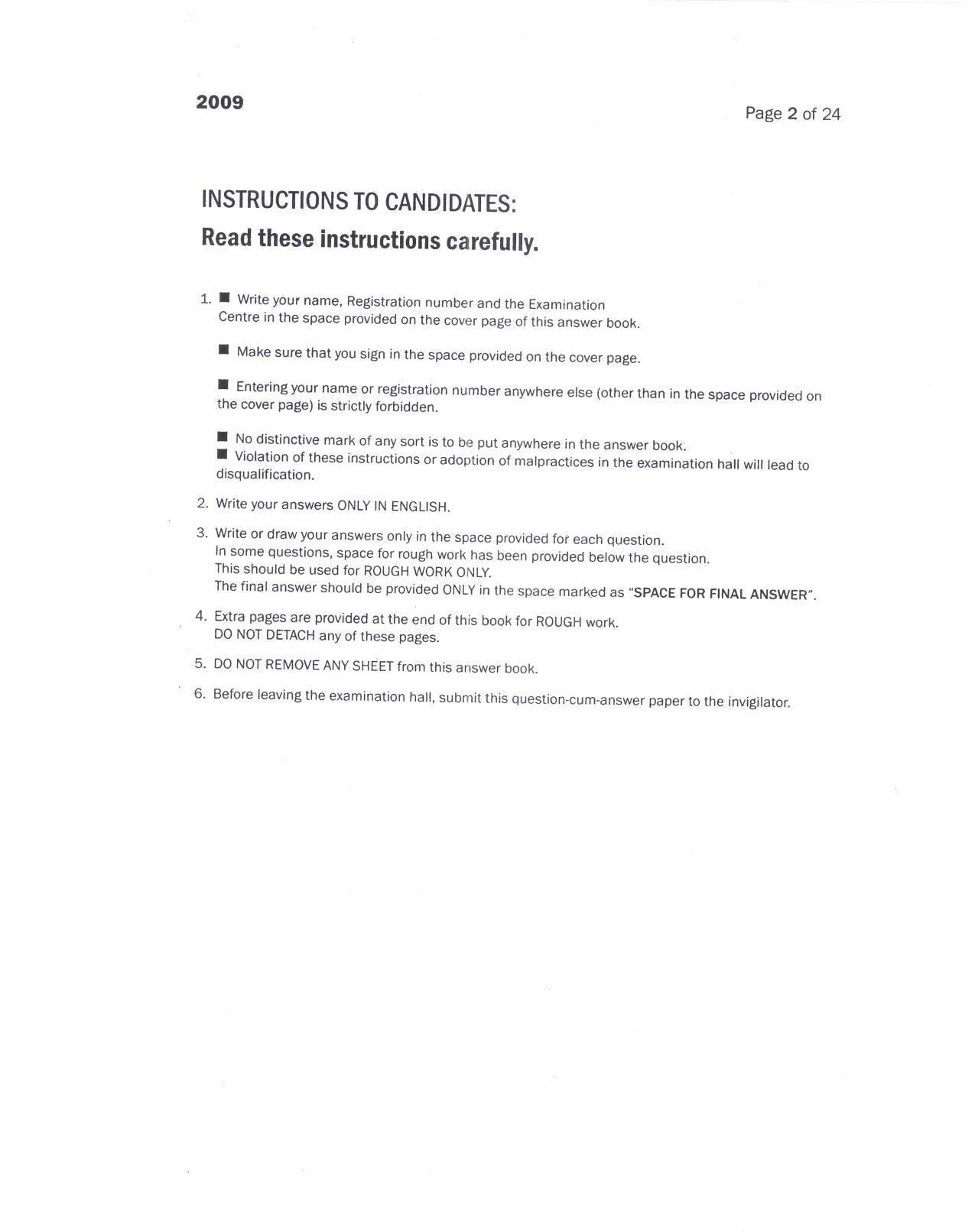 CEED 2009 Question Paper - Page 1