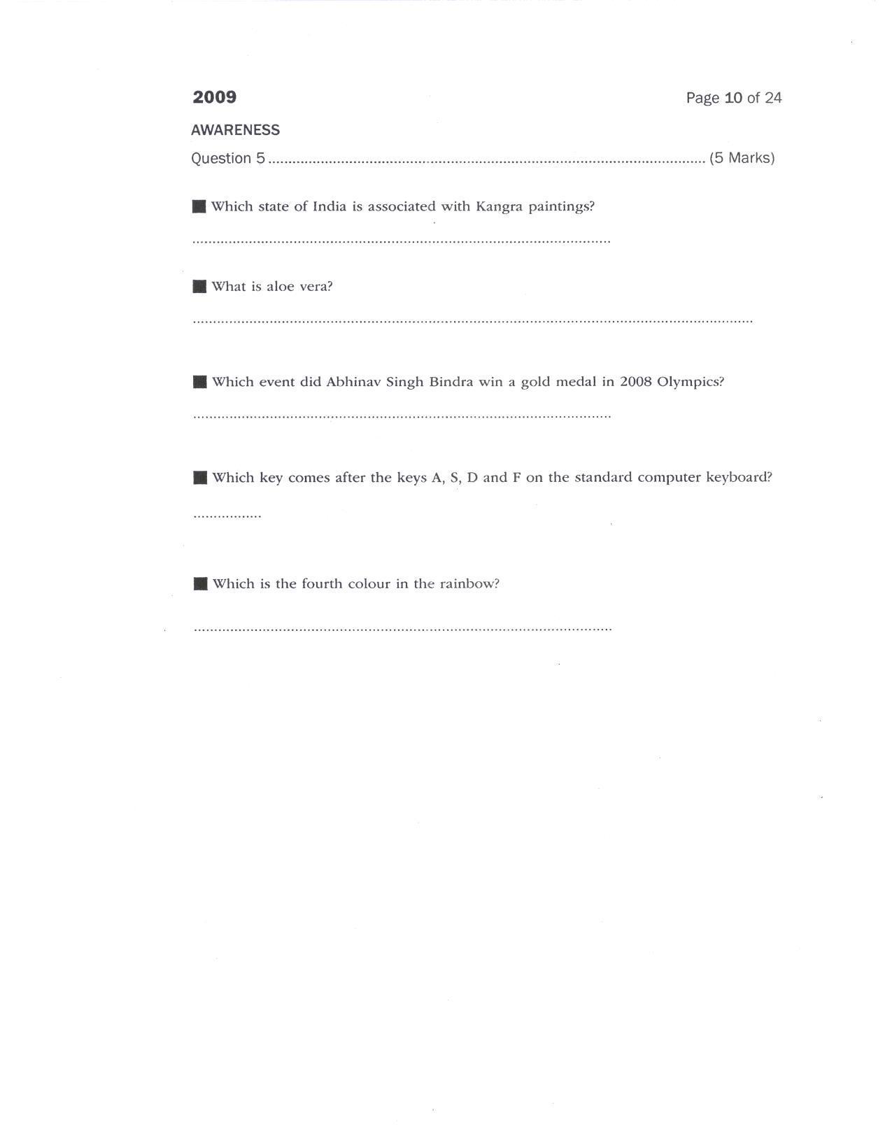 CEED 2009 Question Paper - Page 9