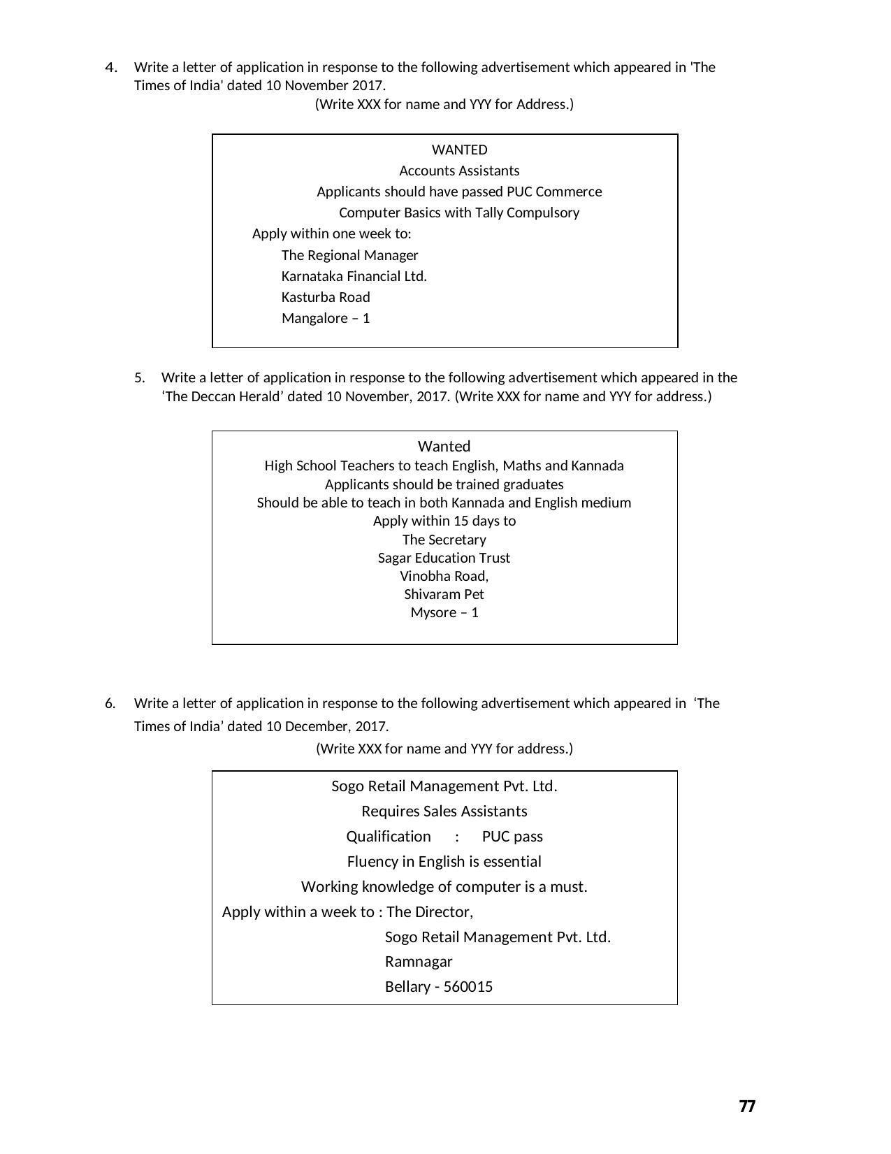 Karnataka 2nd PUC Question Bank for Basic Maths - Page 77