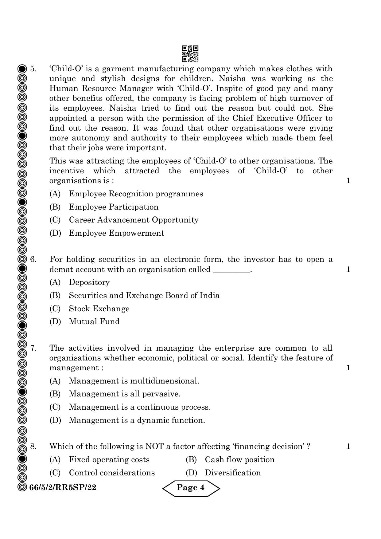 CBSE Class 12 5-2 Bussiness Studies 2024 Question Paper - Page 4