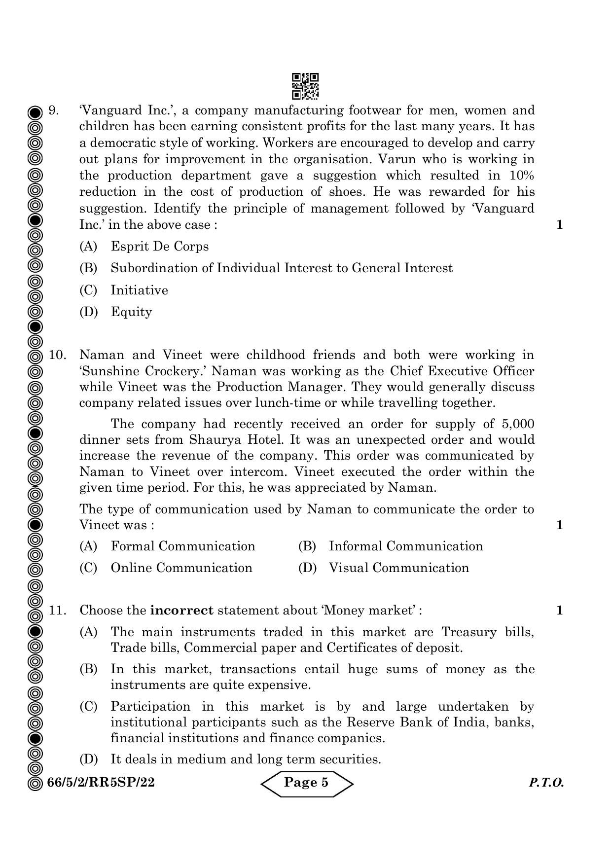 CBSE Class 12 5-2 Bussiness Studies 2024 Question Paper - Page 5